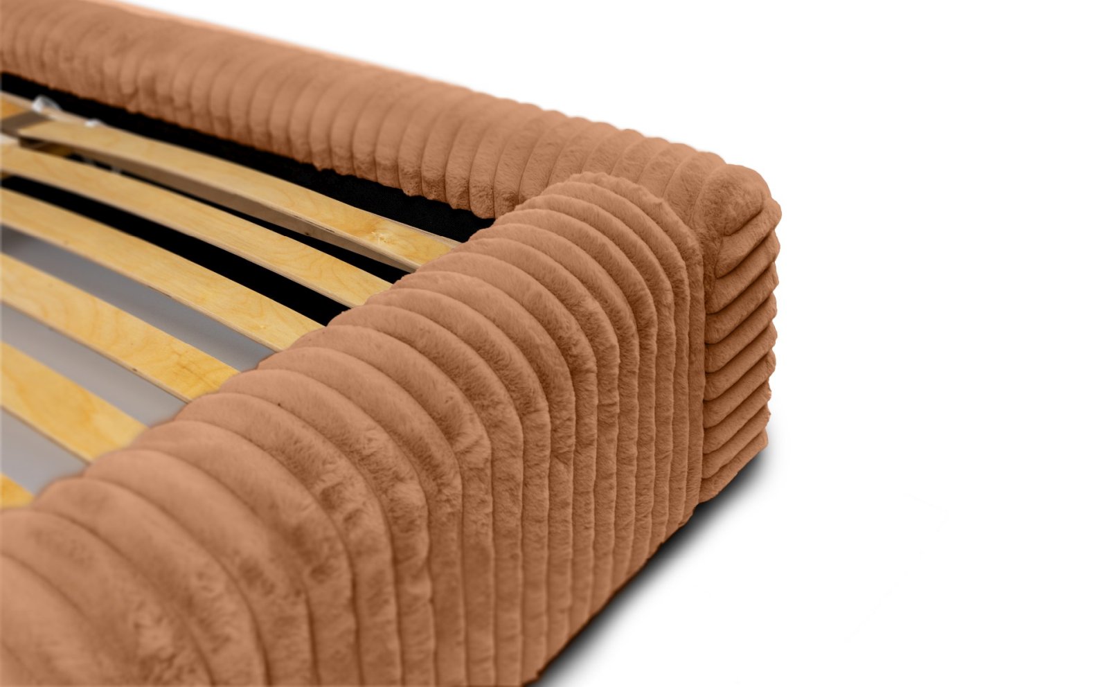 Polsterbett Miloa Softcord mit Fellstruktur 140x200 mit Holzrahmen Vito 44