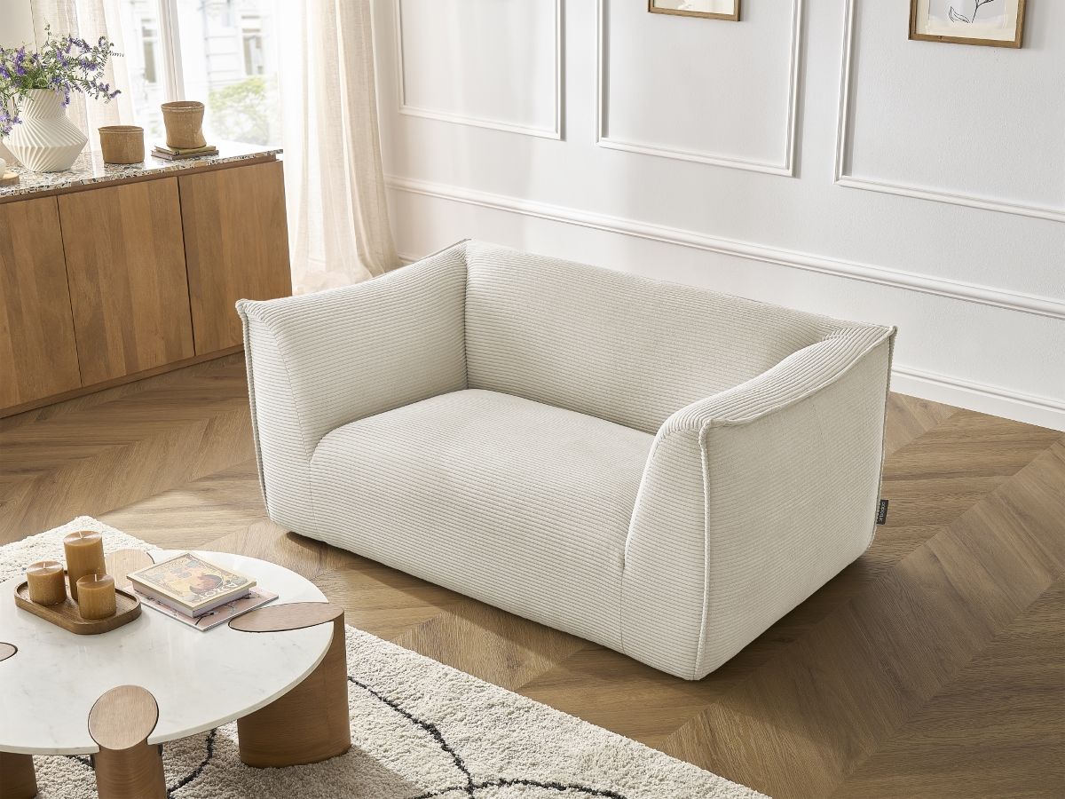 Bobochic Giorgia Sofa 2-Sitzer Cordsamt Beige