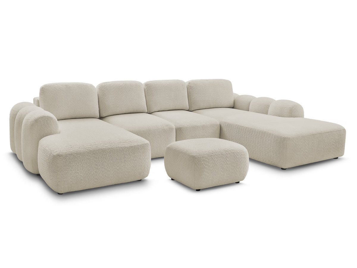 Bobochic Montaigne Wohnlandschaft mit Pouf Bouclé-Stoff Beige Ecke links