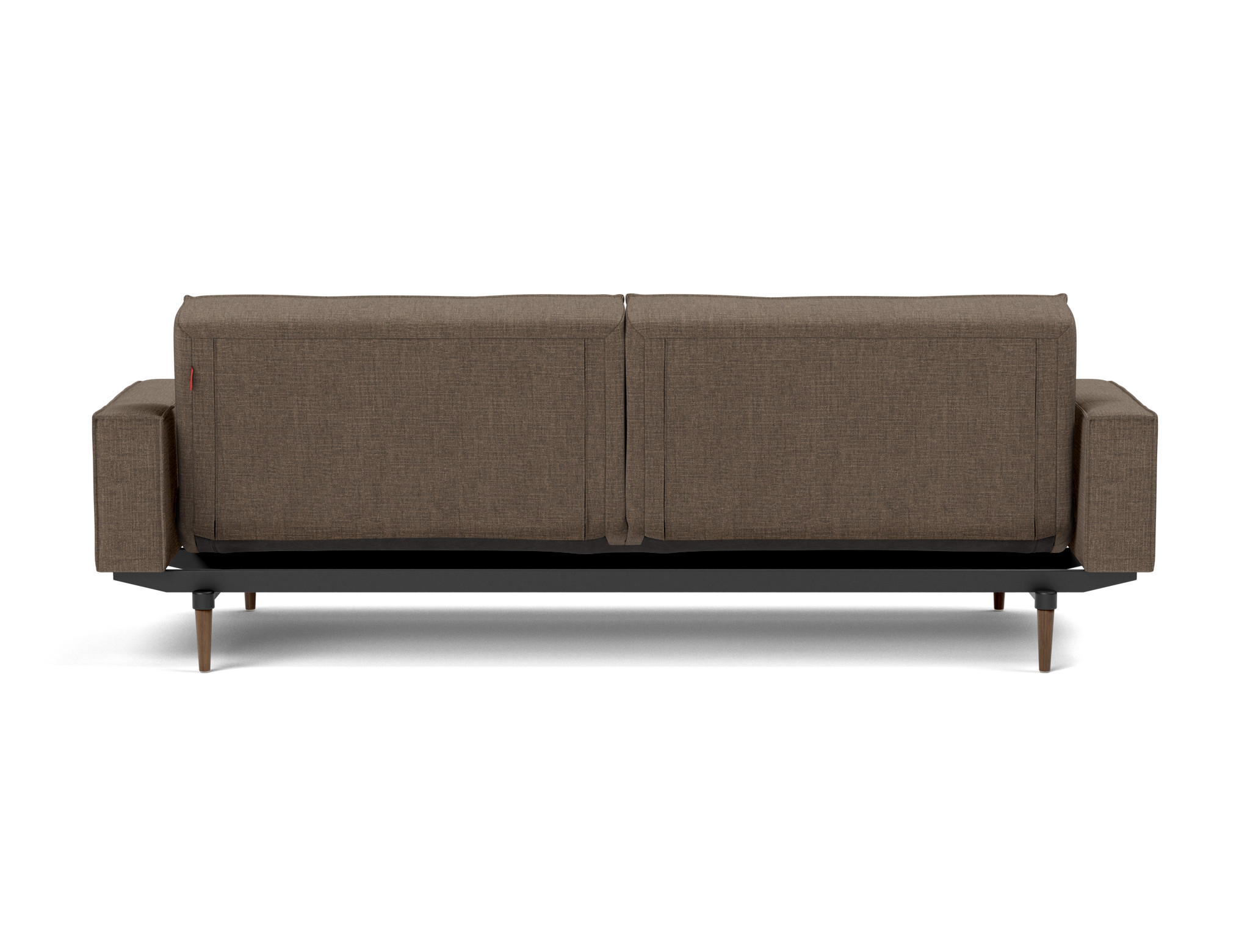 Schlafsofa Splitback mit Armlehnen Chenille Esina 411-Cedar-Brown Beine Styletto Eiche dunkel
