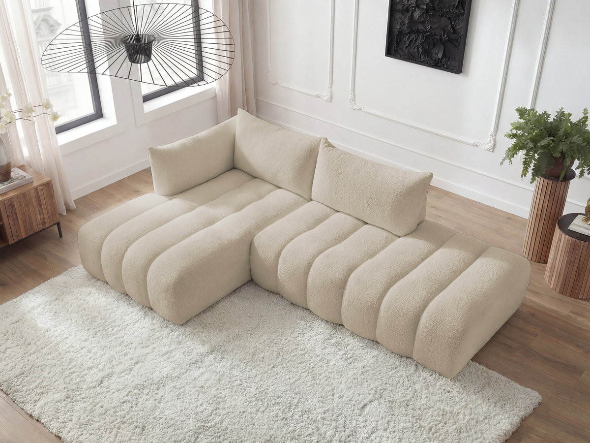 Bobochic Azra Ecksofa 319 × 178 cm Bouclé-Stoff Beige Ecke links