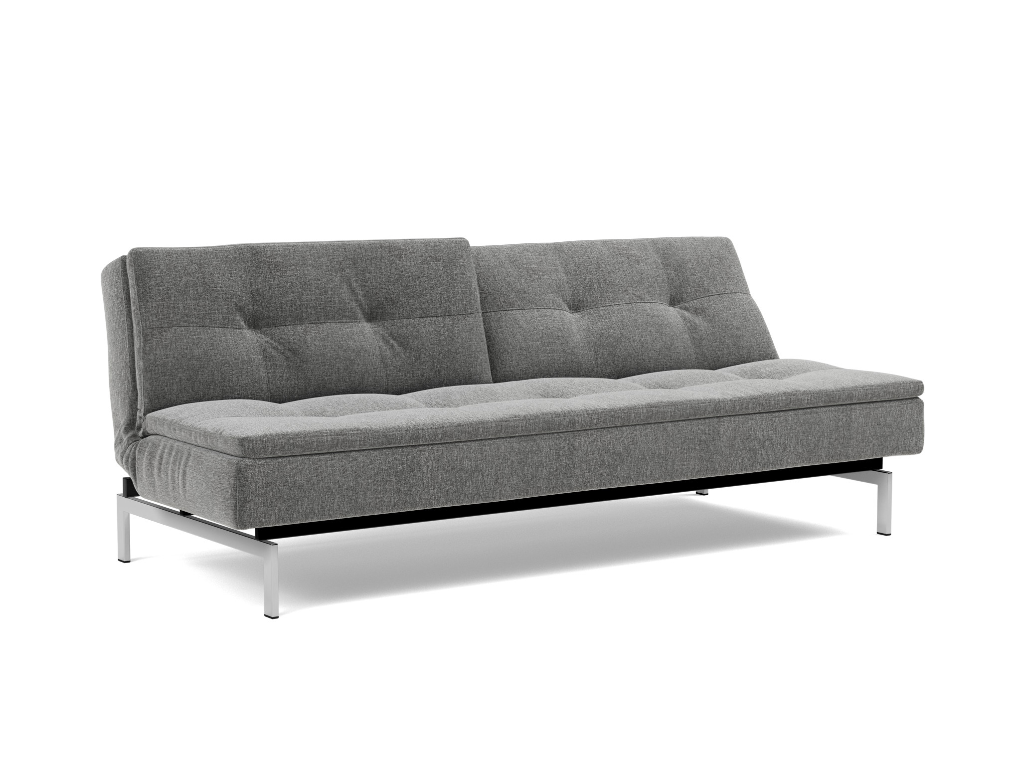 Schlafsofa Dublexo Strukturierter Stoff Twist 563-Charcoal Beine Chrom