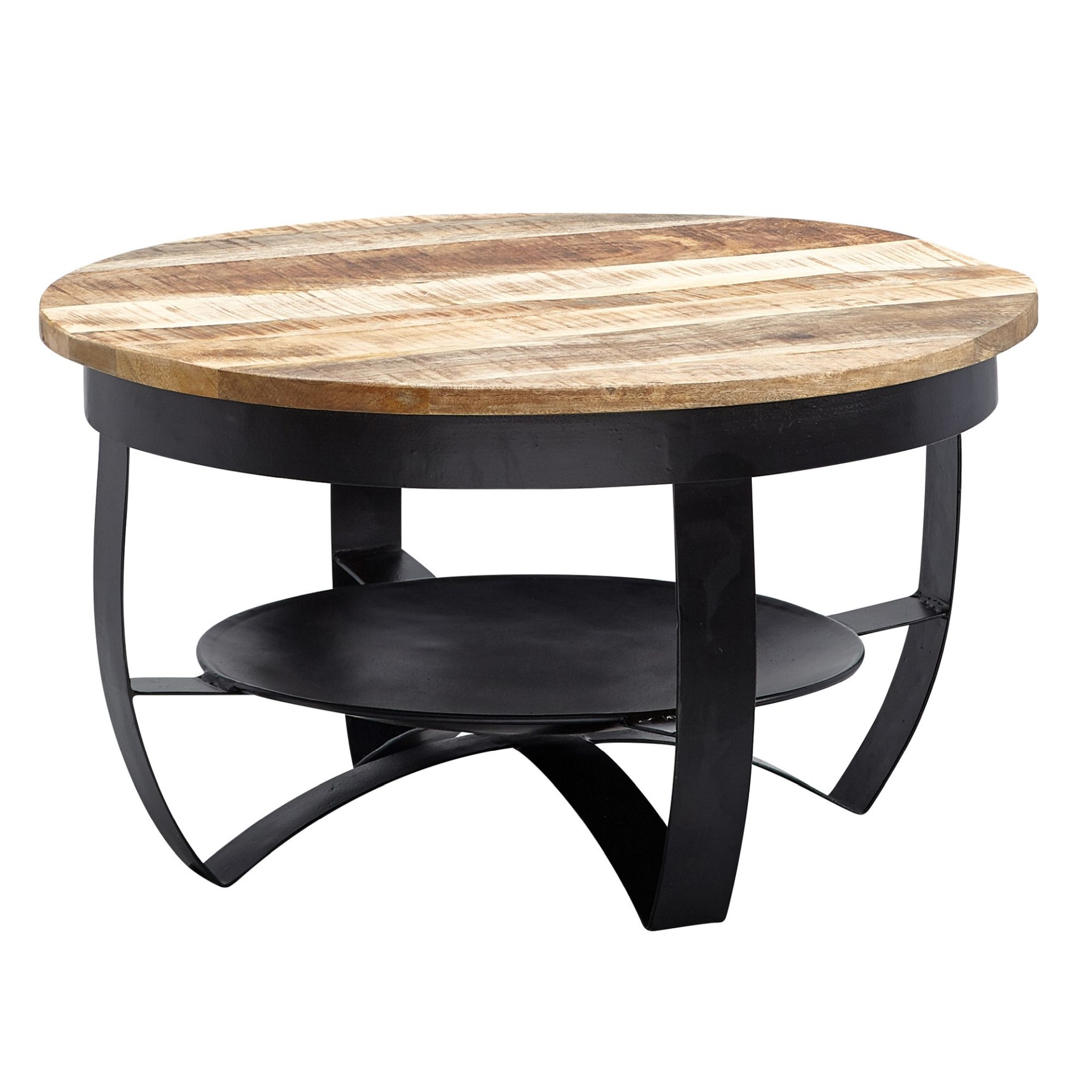 Couchtisch Sandur Mango Massivholz Schwarz Ø 60 cm