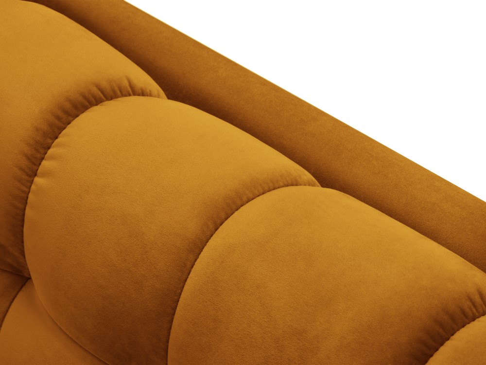 Cosmopolitan Design Sofa Bali 3-Sitzer Samt Bluvel Gelb Beine Schwarzes Metall