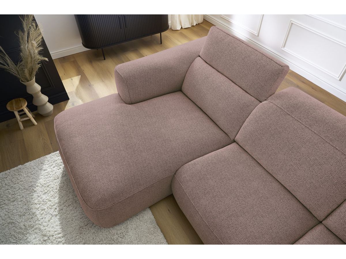 Bobochic William Ecksofa Melange-Stoff Rosa Ecke links