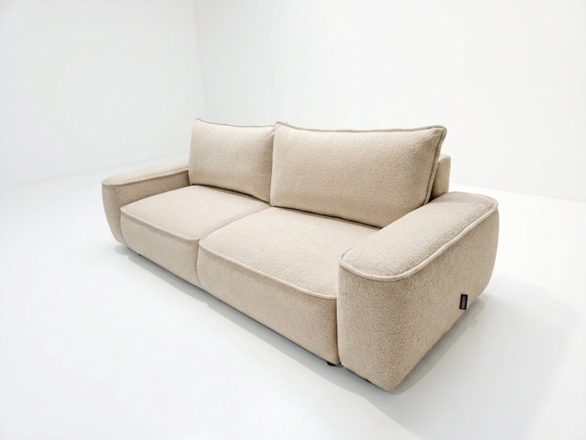 Bobochic Honore Schlafsofa 3-Sitzer mit Bettkasten Chenille Beige