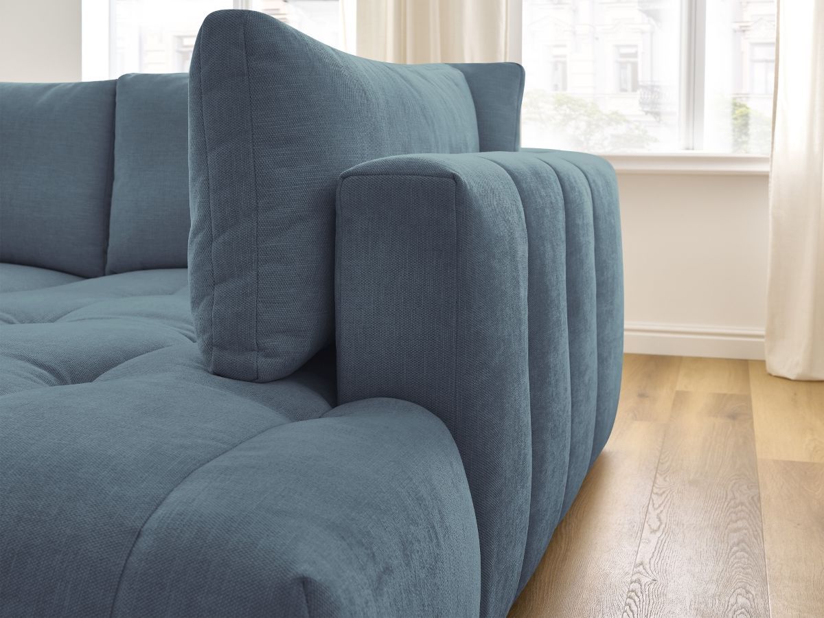 Bobochic Fuji Ecksofa mit Schlaffunktion und Bettkasten 282 × 204 cm Stoff Hellblau Ecke rechts