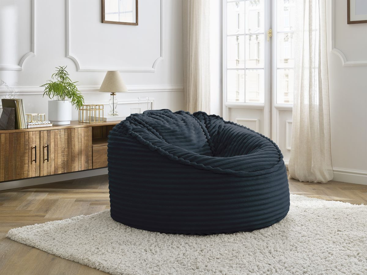 Bobochic Socrate Pouf Breitcord weich Dunkelblau