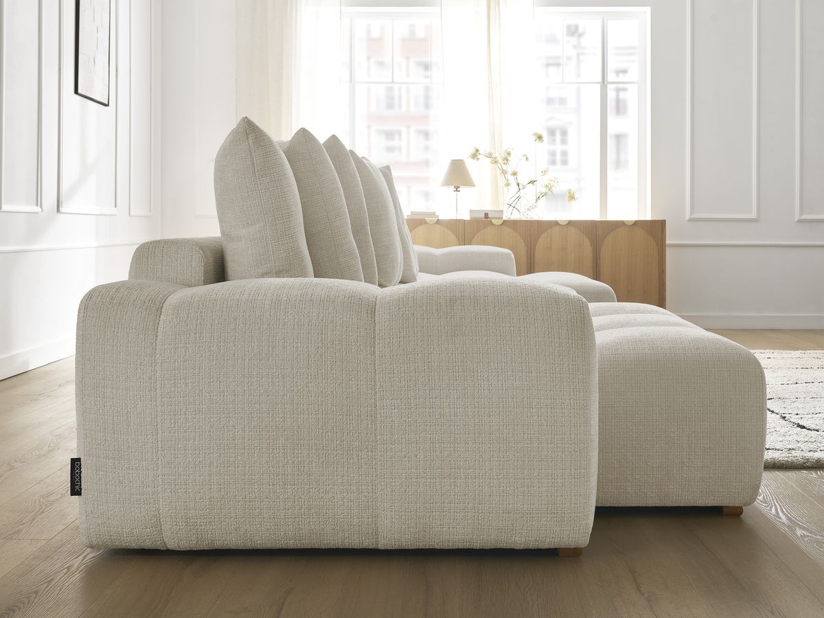 Bobochic Anakin Wohnlandschaft, 10 Kissen Strukturstoff Beige