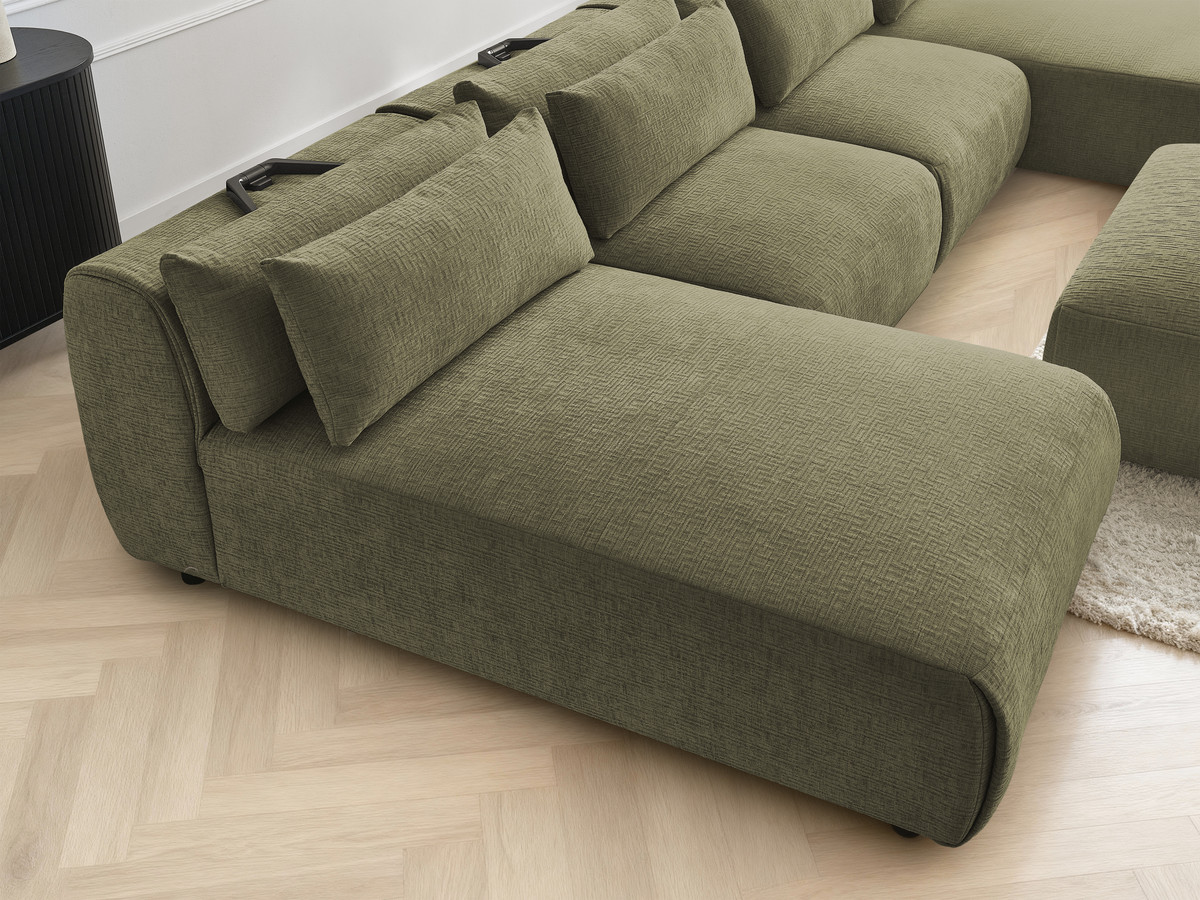 Bobochic Jana Wohnlandschaft mit kleinem Pouf Strukturstoff Grün
