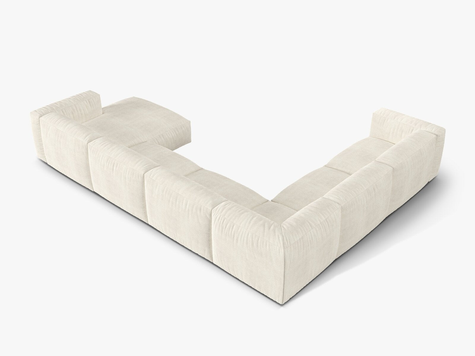 Micadoni modulares Ecksofa XL Martina 6-Sitzer Links Boucle Monet Elfenbein