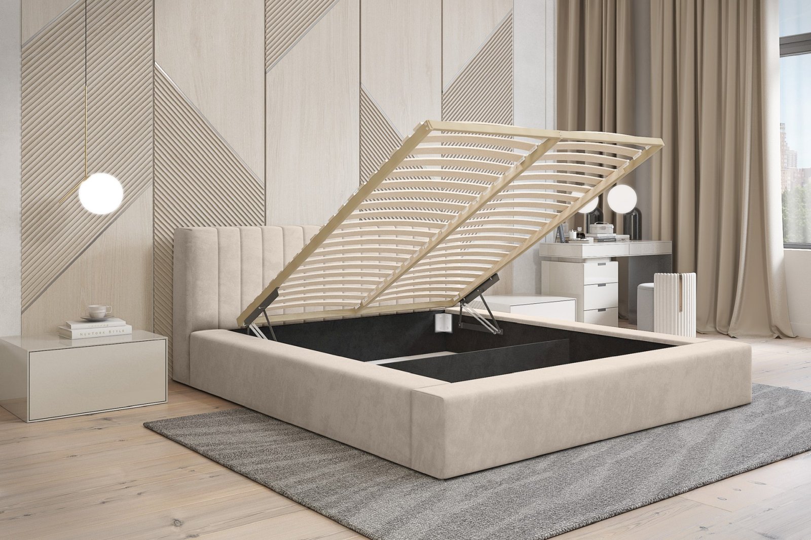 Polsterbett Carno Chenille 160x200 mit Holzrahmen Ditra-New 20