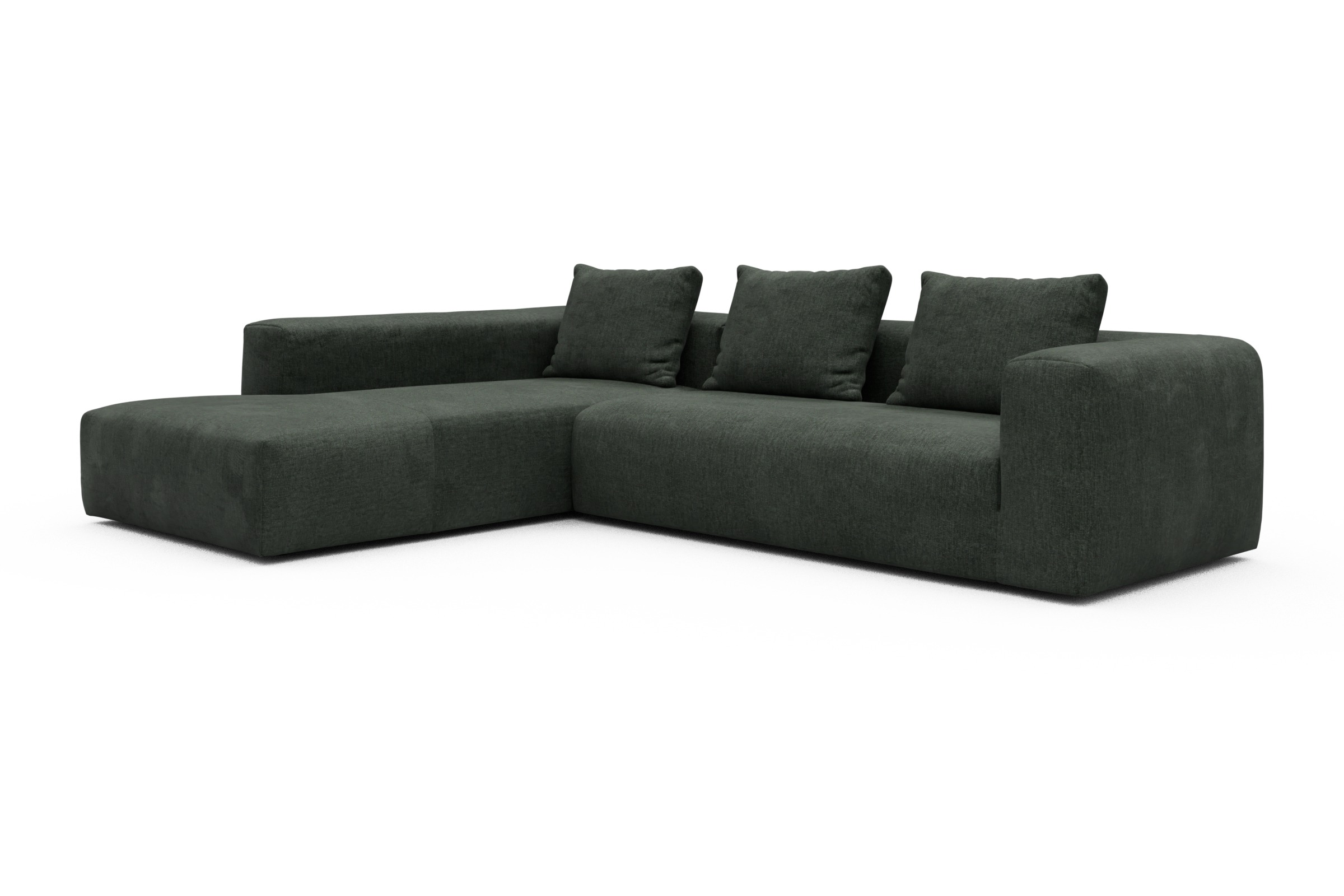 Ecksofa Fred Relax-Ecke links mit 2,5-Sitzer Aivi-Pine-Green