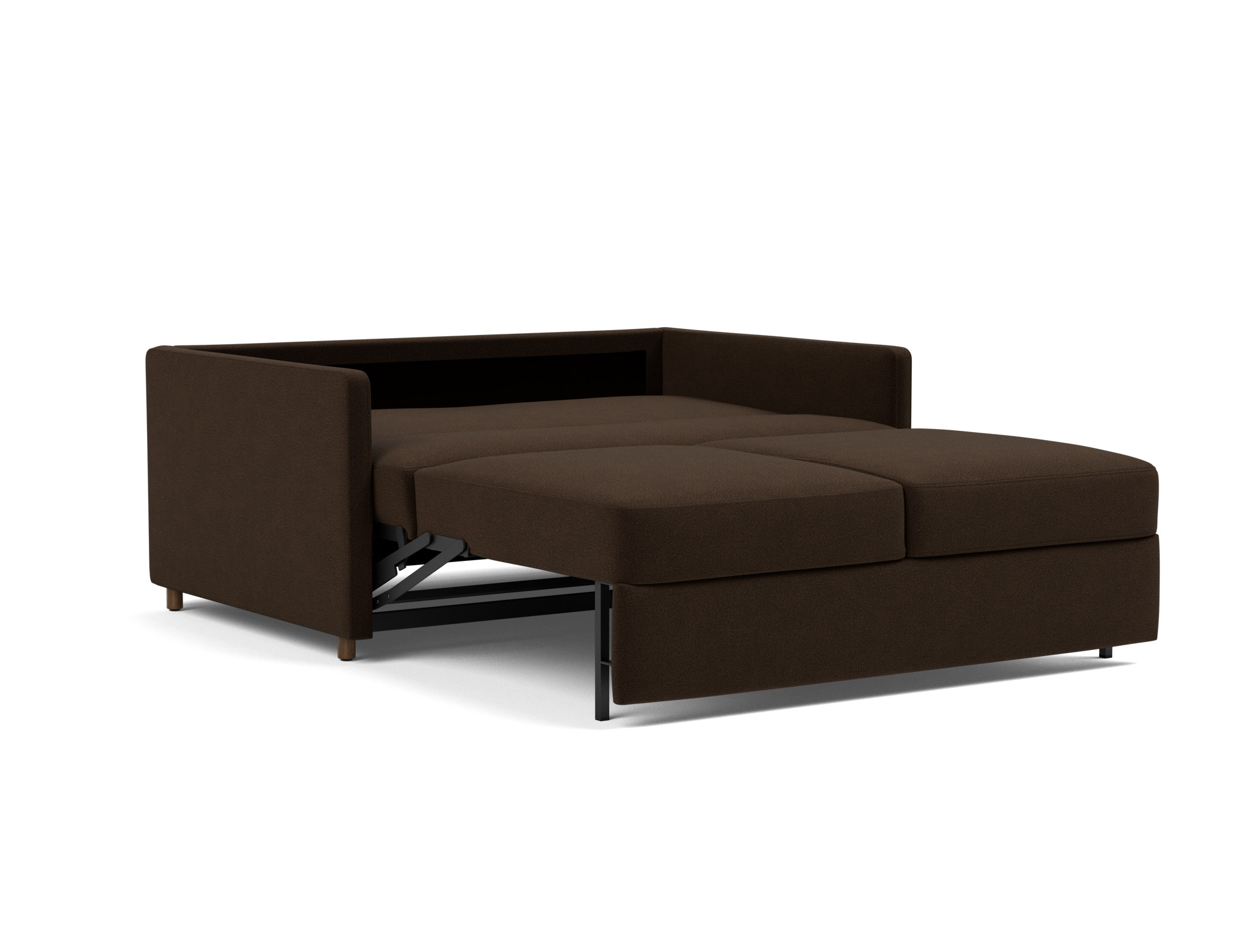 Schlafsofa Neah mit Slim-Armlehnen 140 Strukturierter Stoff Taura 358-Chocco