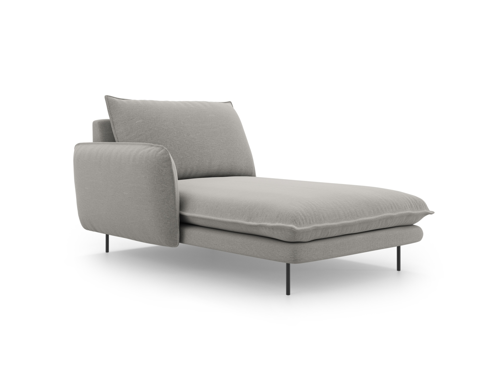 Cosmopolitan Design Chaiselongue Vienna Strukturierter Stoff Asgard/Positano Hellgrau Links Beine Schwarzes Metall