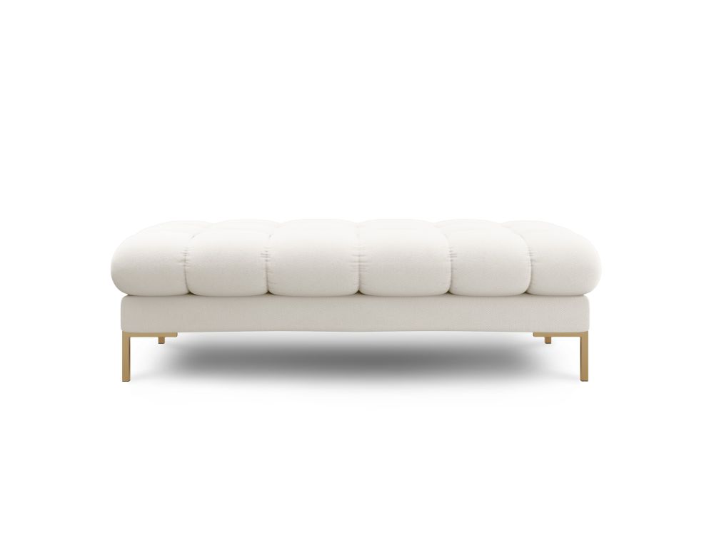 Cosmopolitan Design Polsterbank Bali 2-Sitzer Strukturierter Stoff Neve Helles Beige Beine Gold