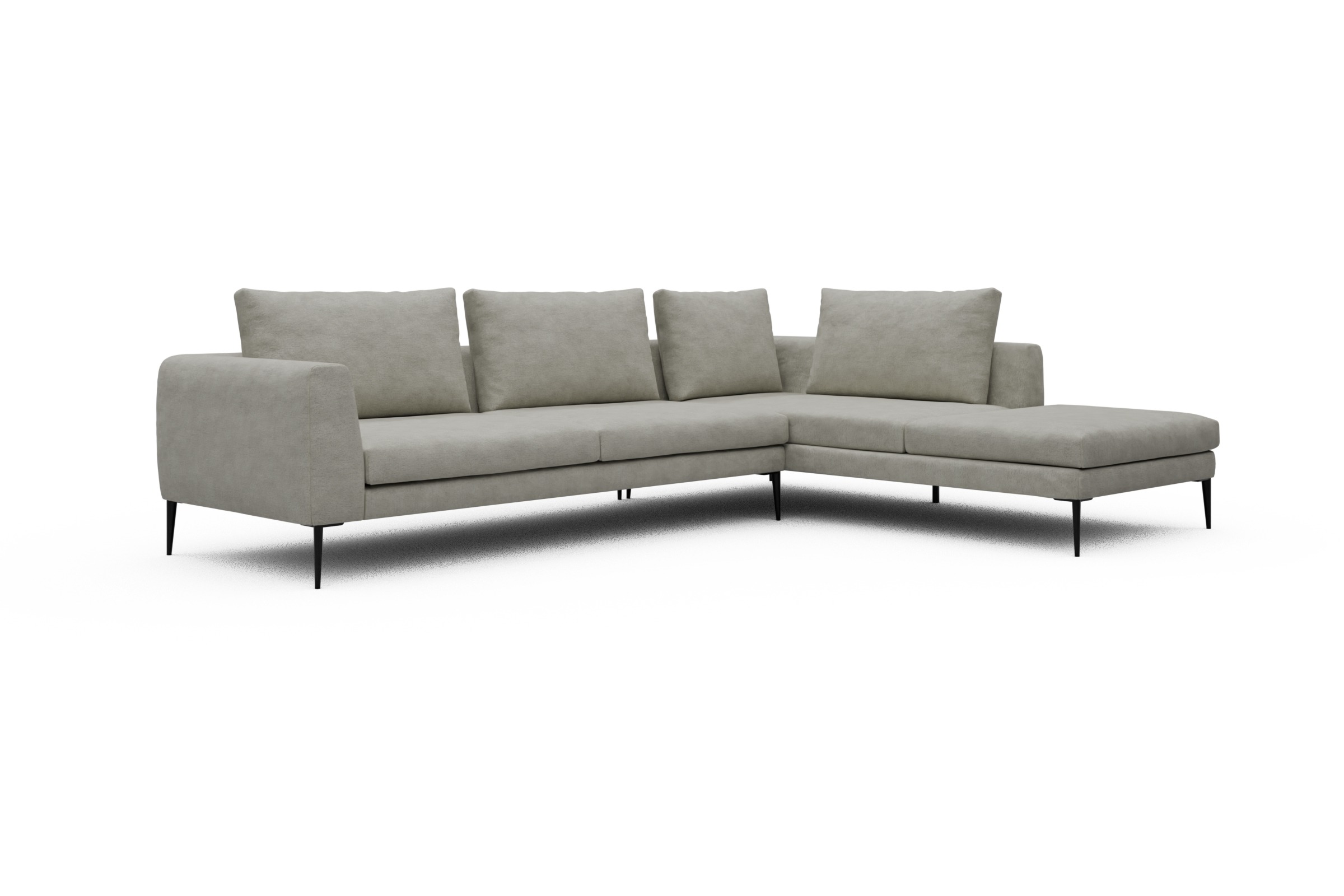 Ecksofa Paul Relax-Ecke links mit 3-Sitzer Carreno-Moon-Stone-White