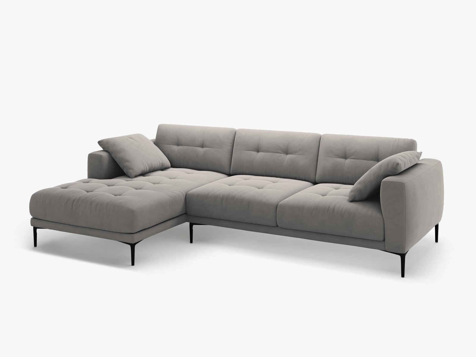 Micadoni Ecksofa Bemy 3-Sitzer Links Samt Grau