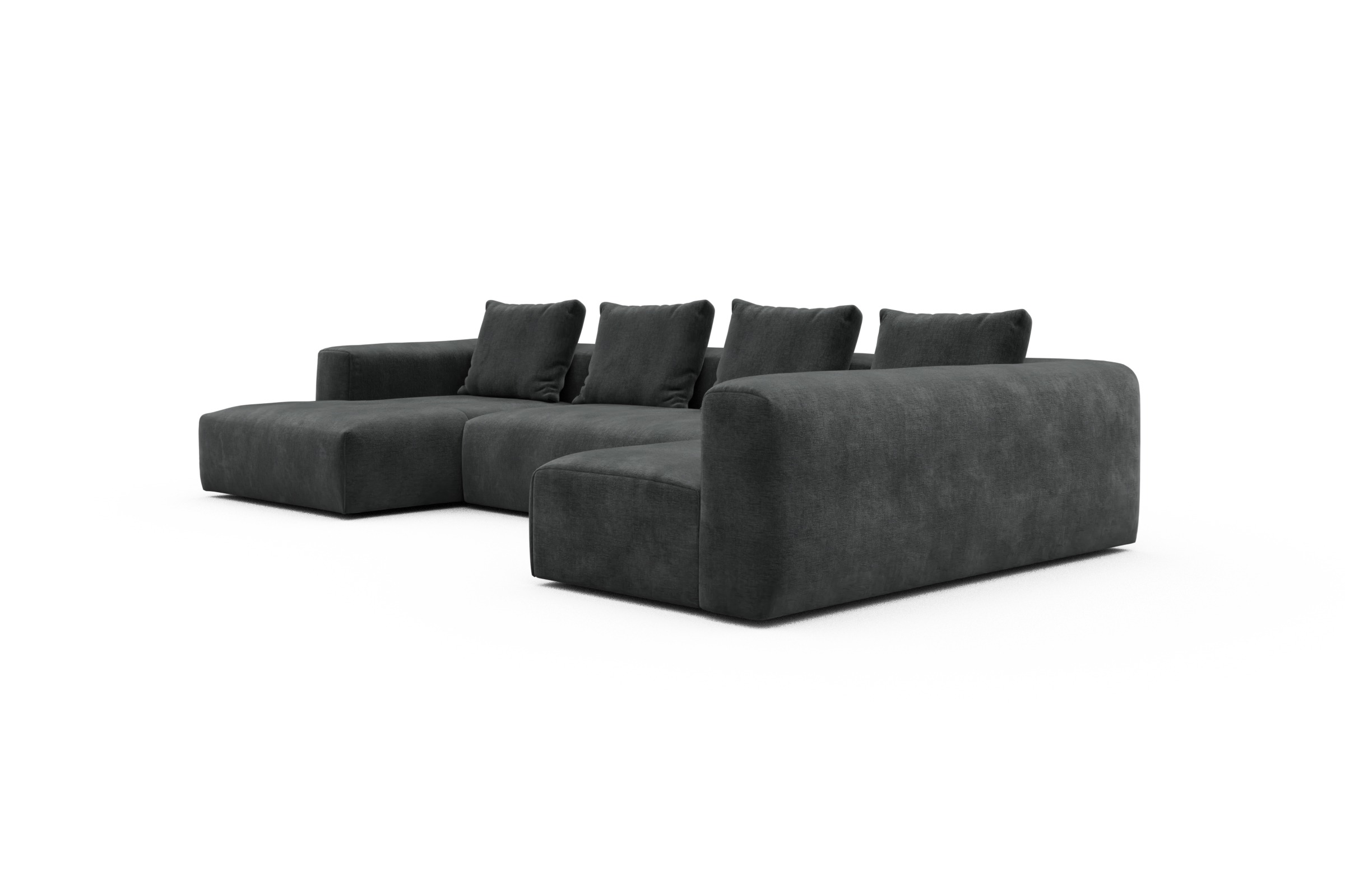 Wohnlandschaft Fred Chaiselongue links mit 2-Sitzer und lange Armlehne rechts Smooth-Deep-Warm-Grey