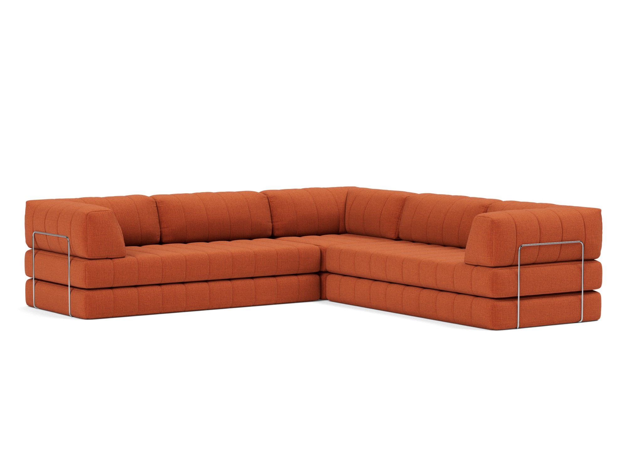 Eck-Schlafsofa CozyPad mit Armlehnen Chenille Esina 412-Rust-Orange