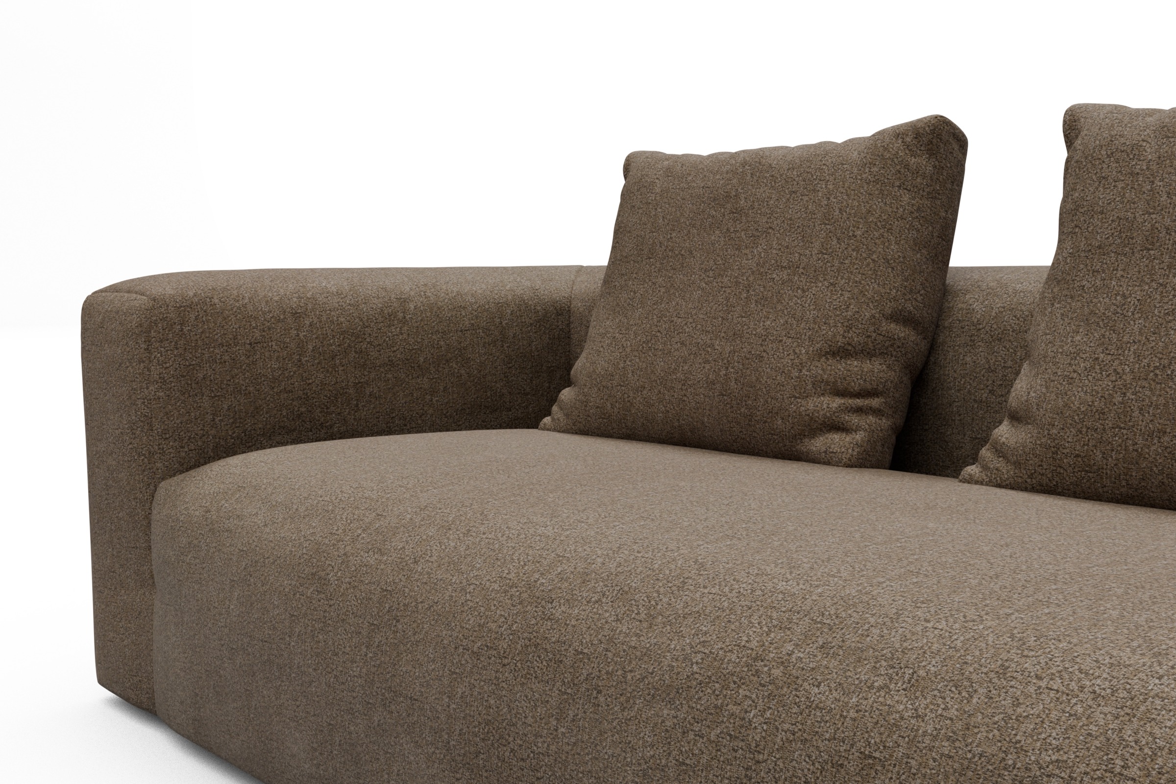 Wohnlandschaft Fred Chaiselongue rechts mit 2-Sitzer und lange Armlehne links Aivi-Khaki-Brown