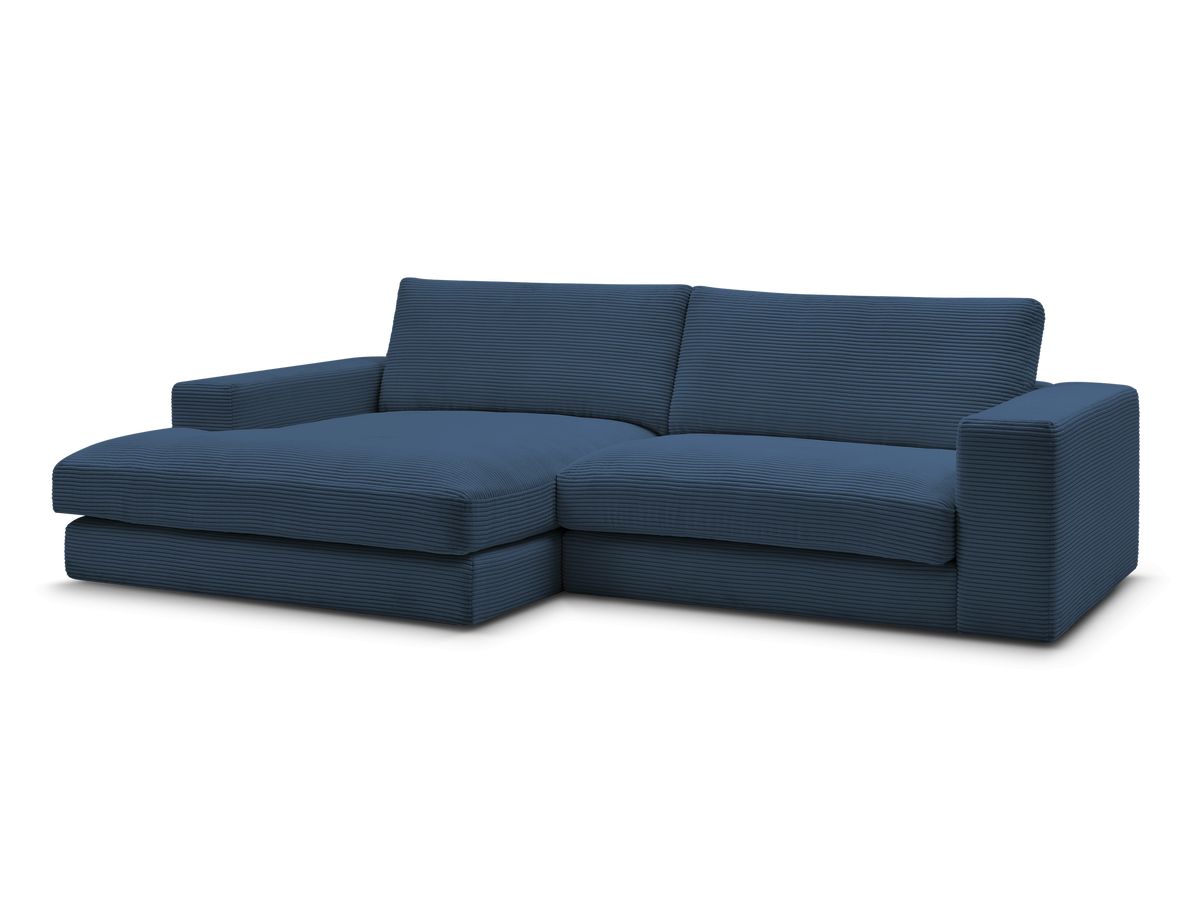 Bobochic Leonard Ecksofa 234 × 159 cm Cordsamt Dunkelblau Ecke links