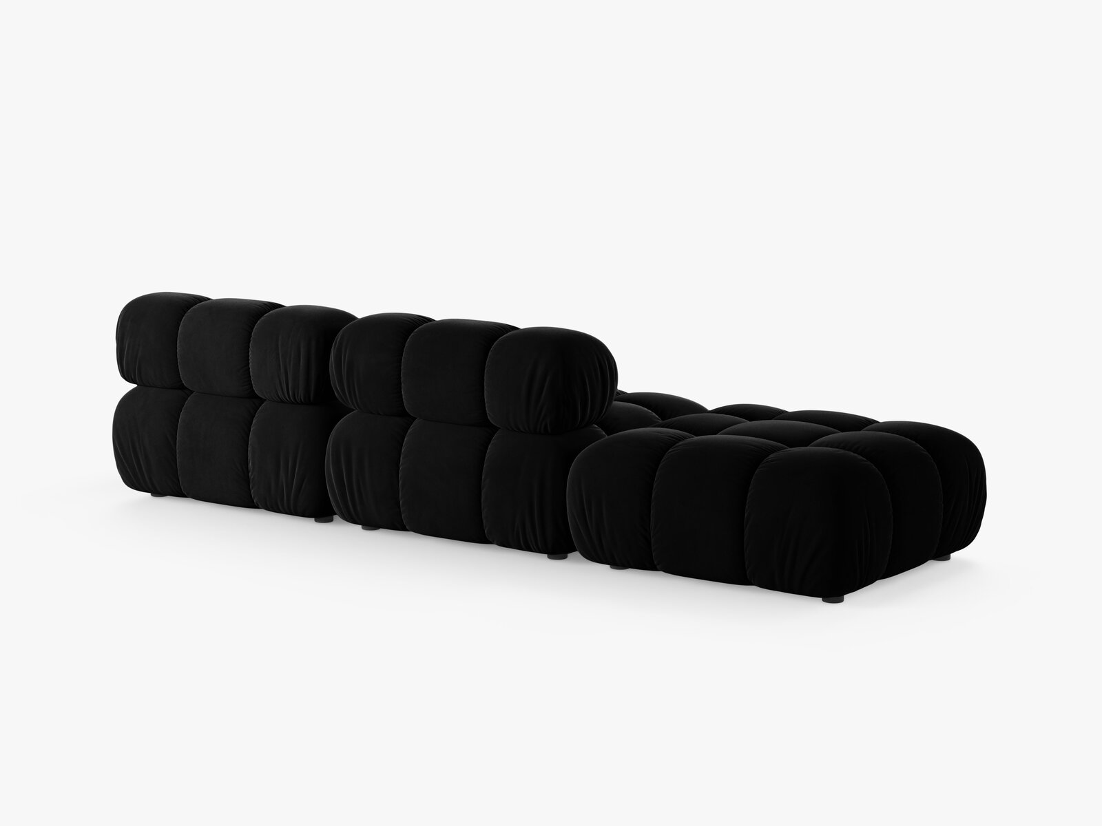 Micadoni Modulares Sofa Bellis 4-Sitzer Links Samt Venus Schwarz