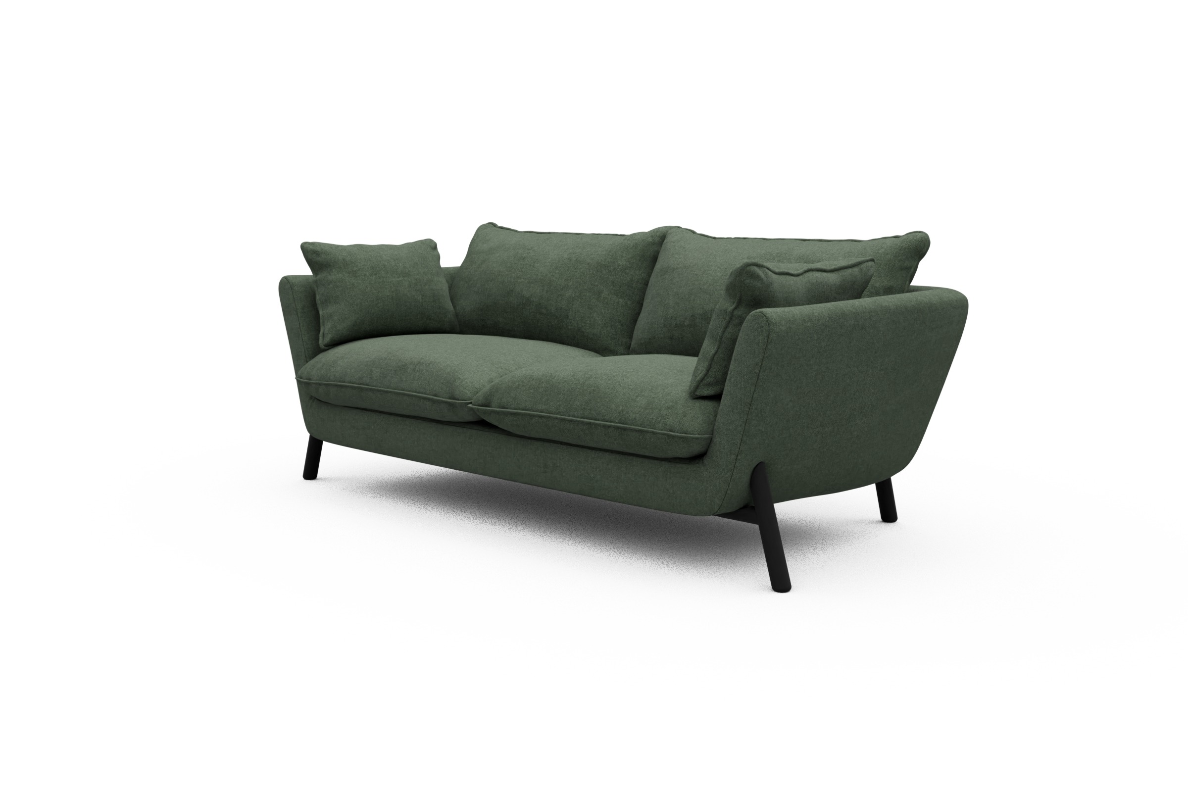 Sofa Emil PREMIUM 2-Sitzer Beinfarbe Eiche Schwarz Casone-Forest-Green