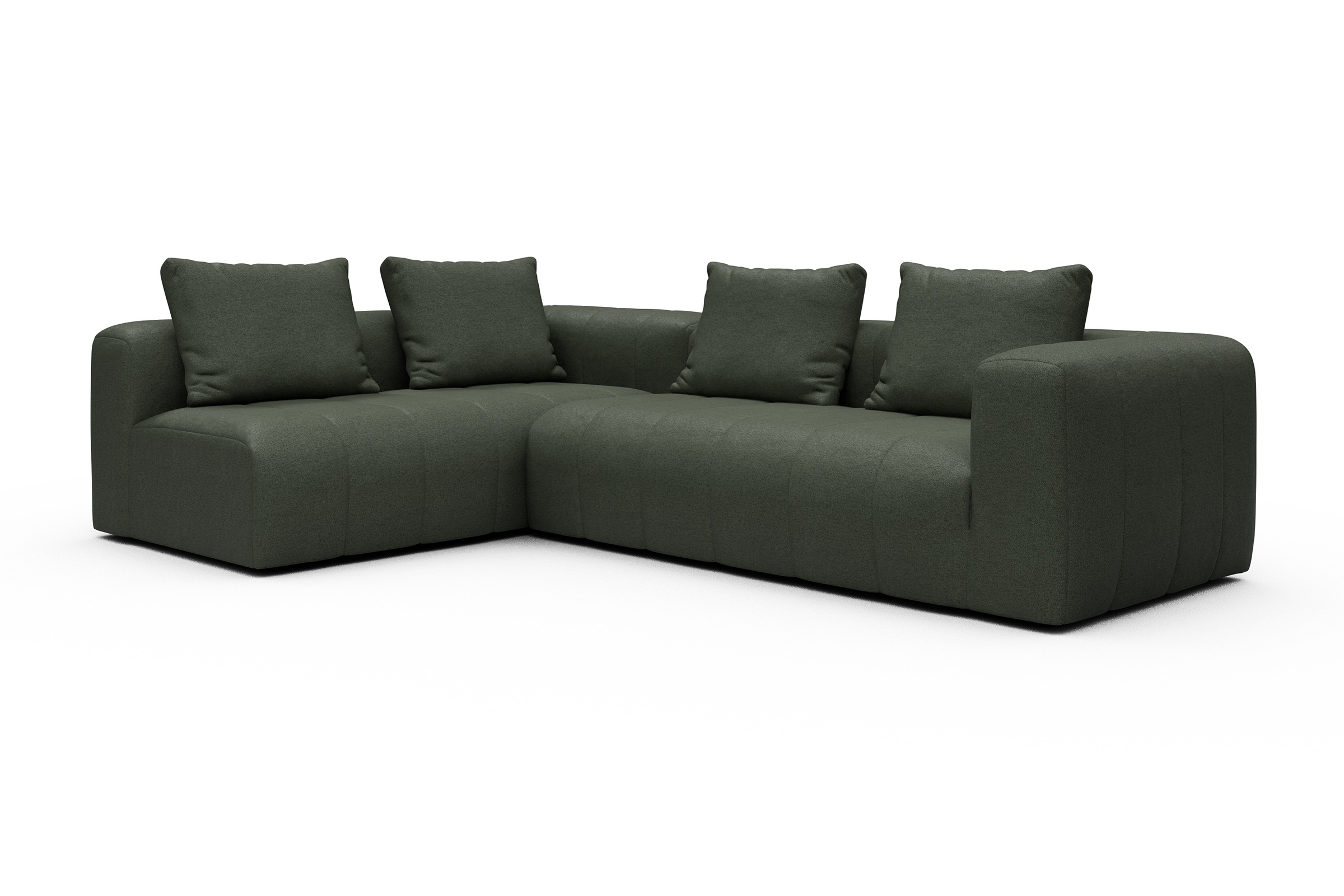 Ecksofa Hugo 2x 2,5-Sitzer Armlehne rechts Denari-Forest-Green