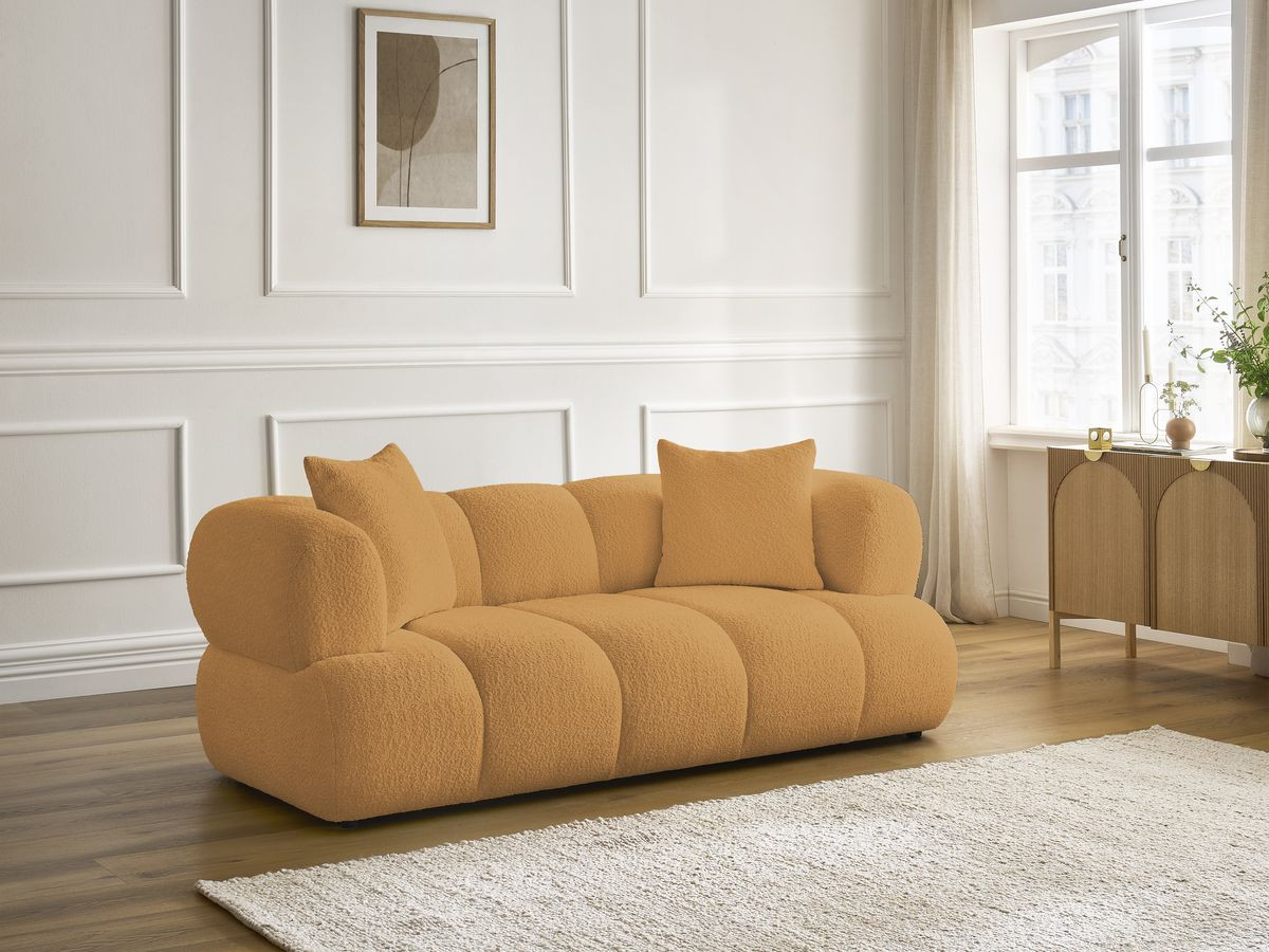 Bobochic Pamira Sofa 2-Sitzer Bouclé-Stoff Gelb