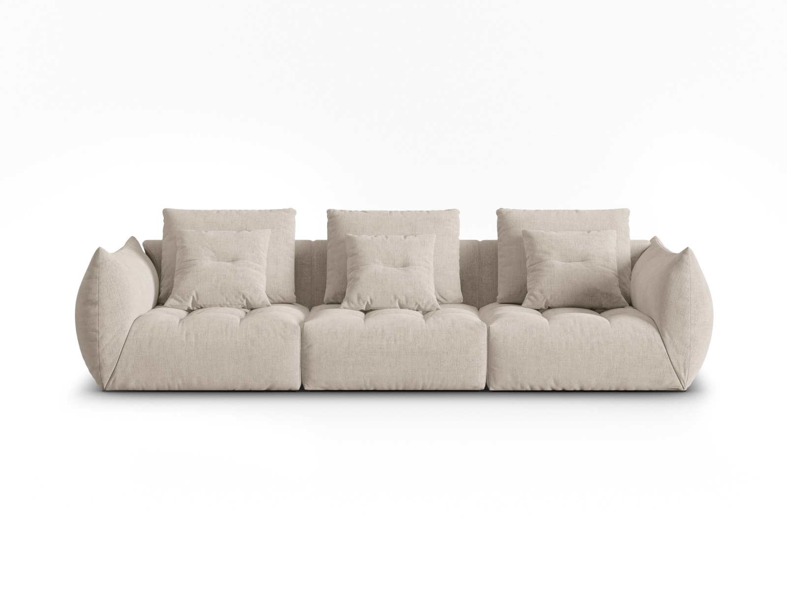 Micadoni Sofa Bloom 4-Sitzer Strukturierter Stoff Dunkelbeige