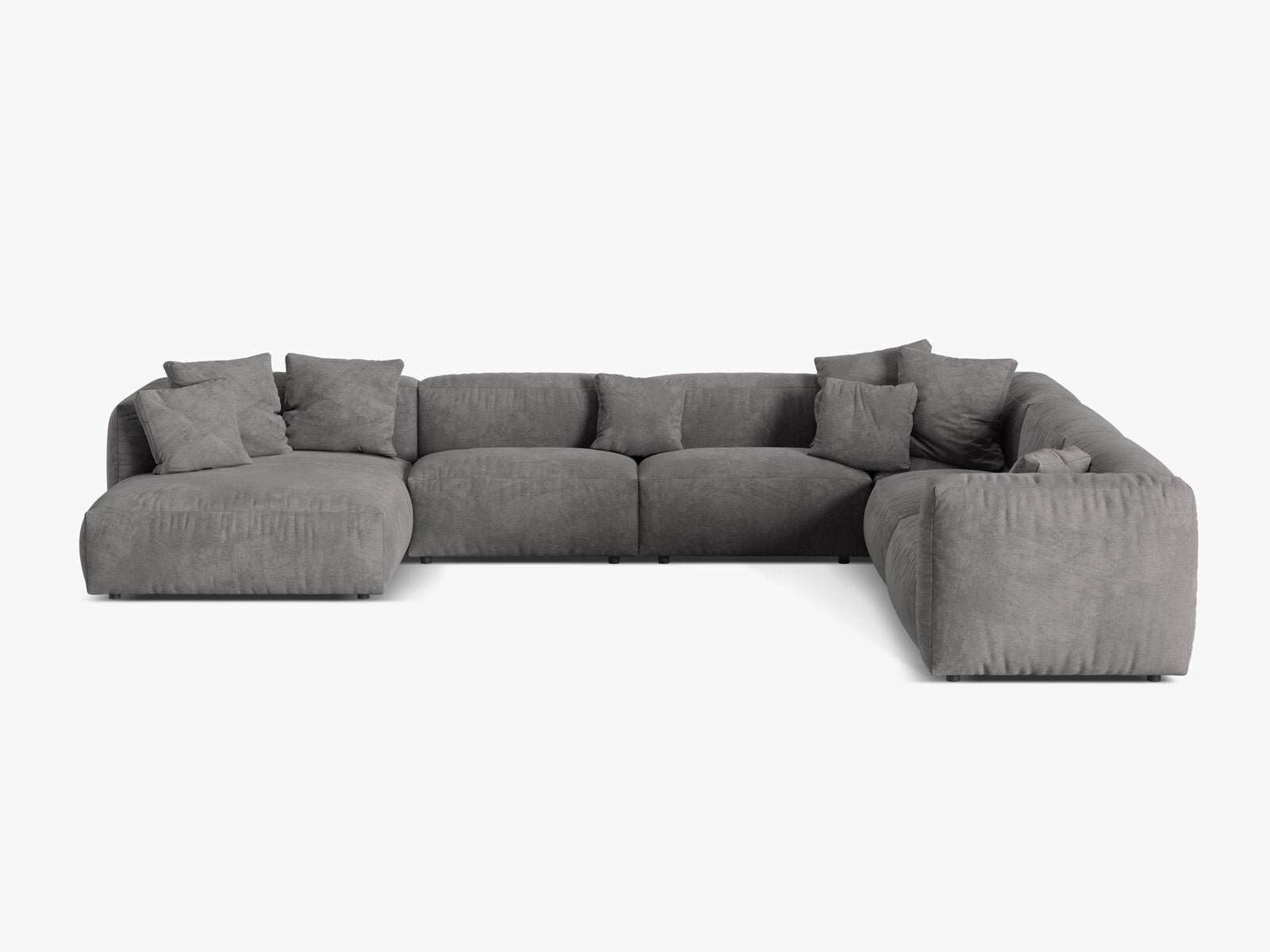 Micadoni modulares Ecksofa XL Martina 6-Sitzer Rechts Samt Vogue Grau