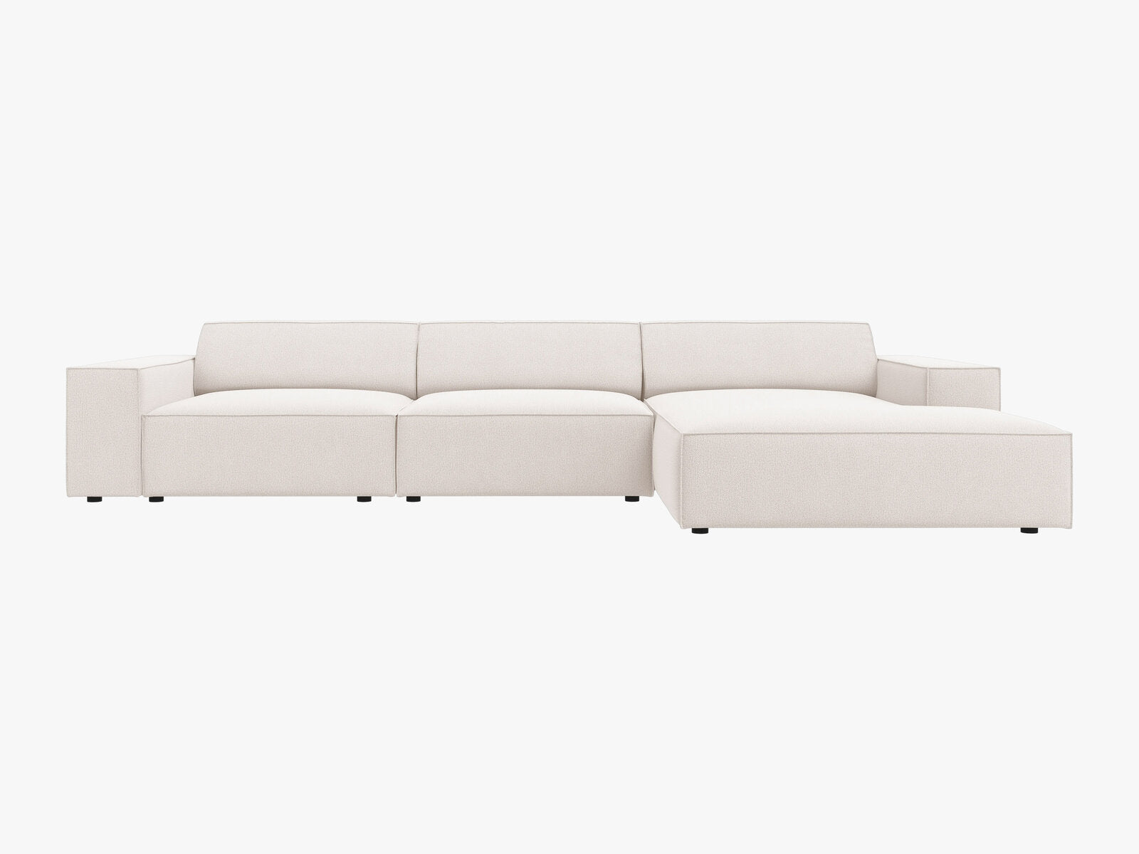 Micadoni Ecksofa Jodie 4-Sitzer Rechts Strukturierter Stoff Megan Helles Beige