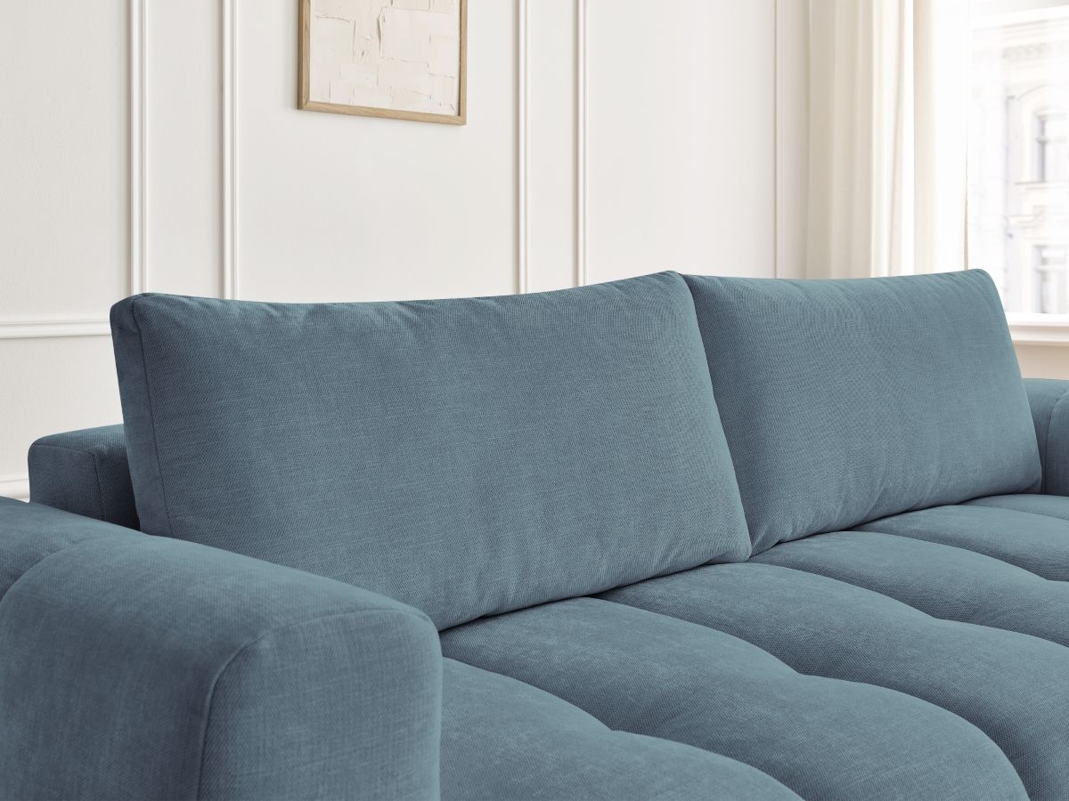 Bobochic Fuji Schlafsofa 3-Sitzer mit Bettkasten Stoff Hellblau