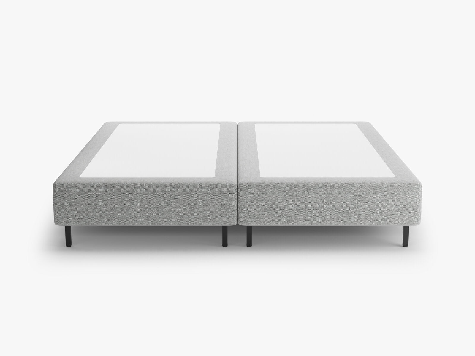 Micadoni Whale Polster-Bettgestell Strukturierter Stoff Babel Hellgrau Schwarzes Metall 200x200