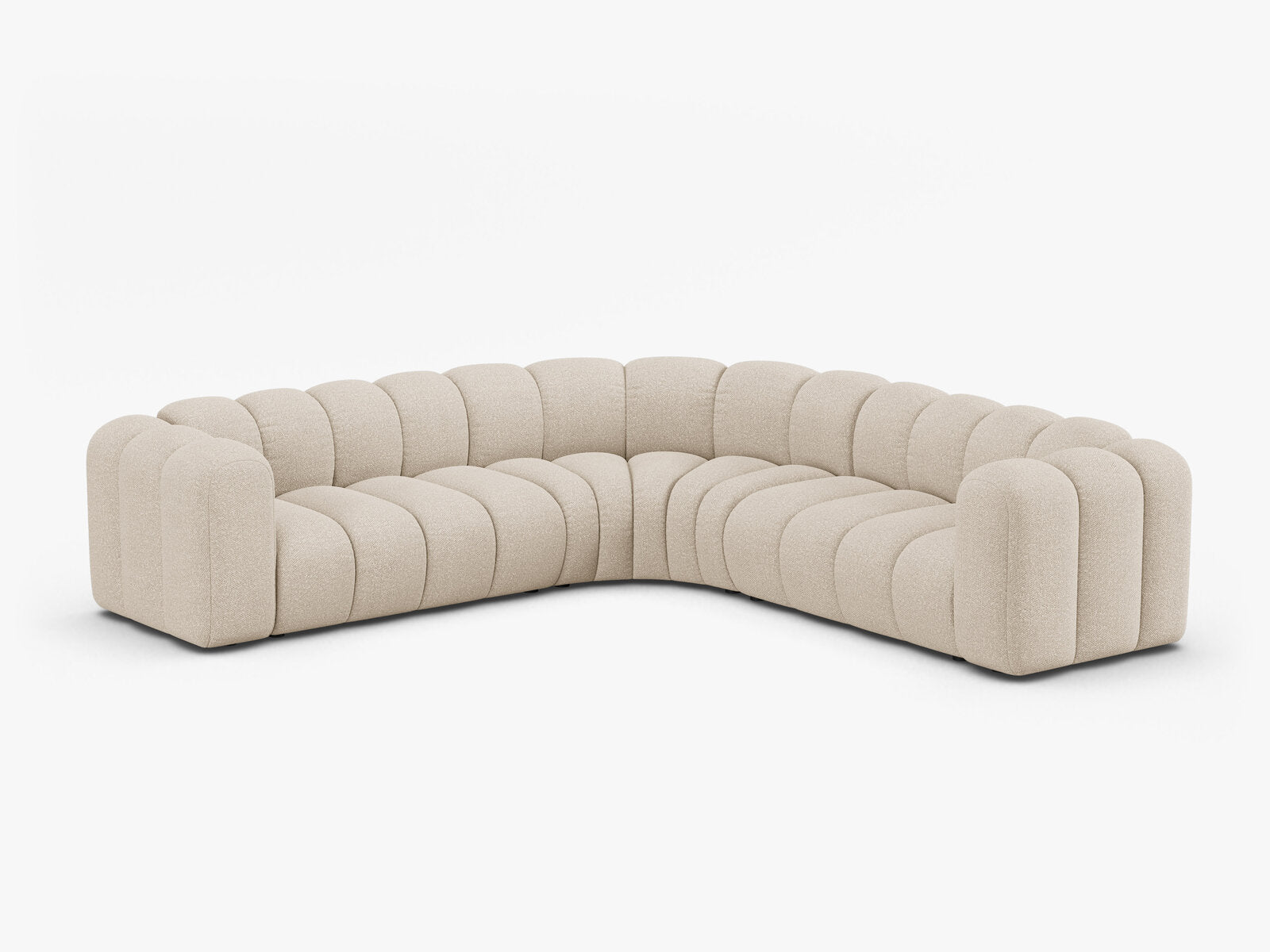 Micadoni symmetrisches Ecksofa Lupine 5-Sitzer mittelgroß Boucle Baloo Beige