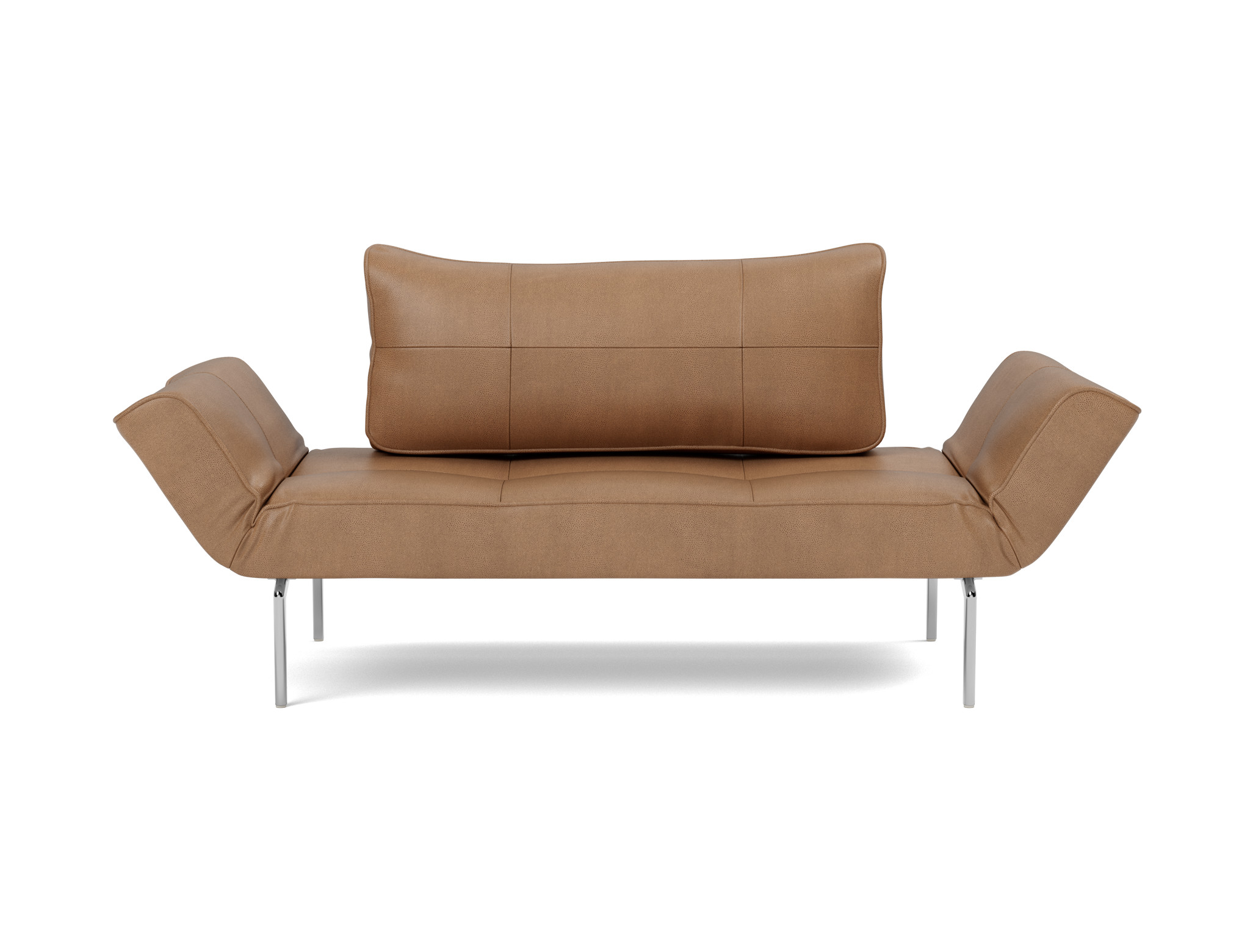 Tagesbett Zeal Lederoptik Faunal 551-Brown Beine Straw Aluminium
