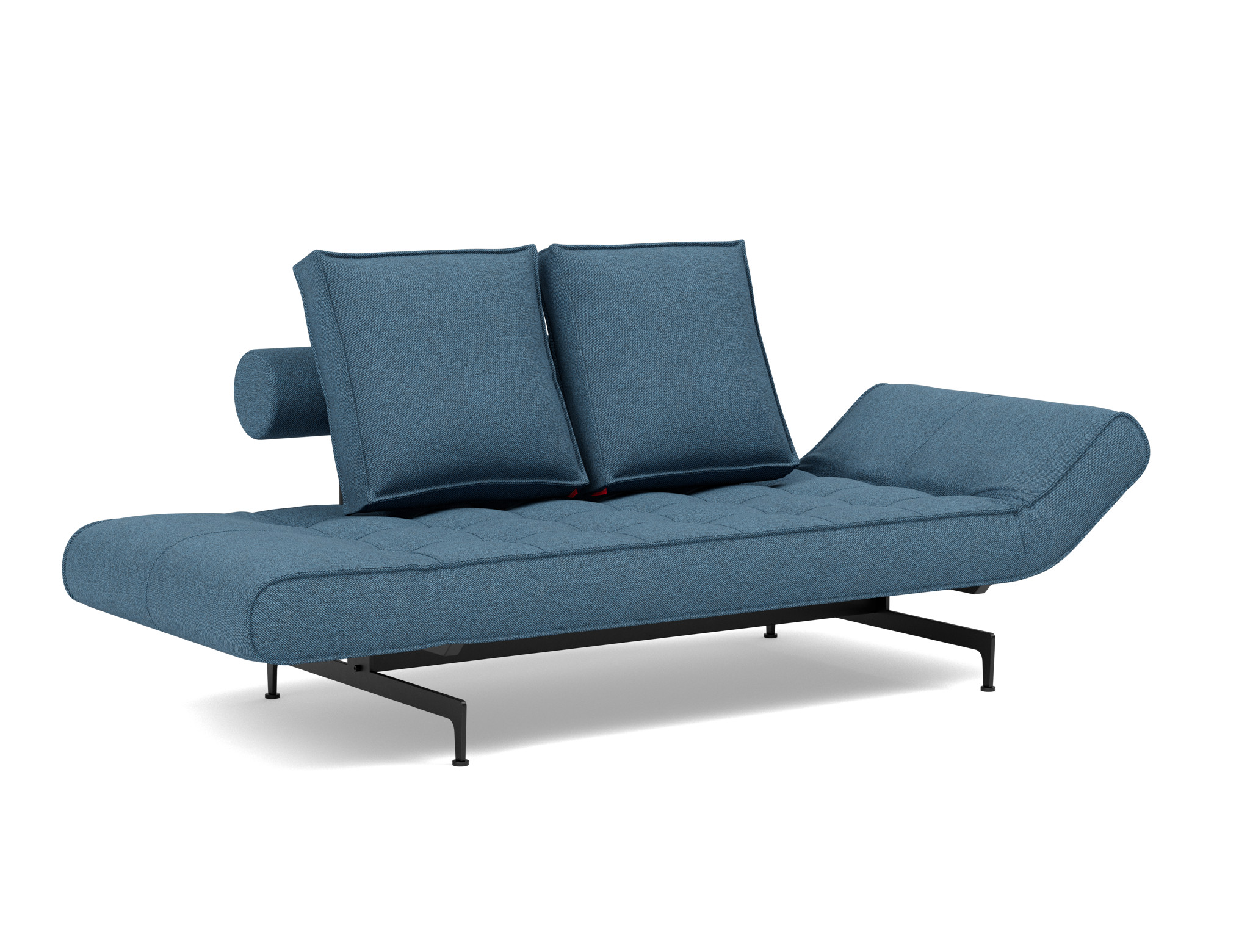 Tagesbett Ghia Strukturierter Stoff Weda 302-Weda-Blue Beine Laser schwarz
