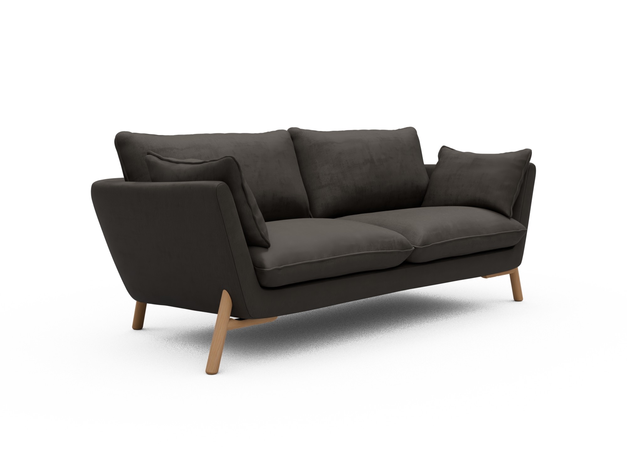 Skandi Home Sofa Emil 2-Sitzer Beinfarbe Eiche Natur Cordufine-Taupe moebelfaktor