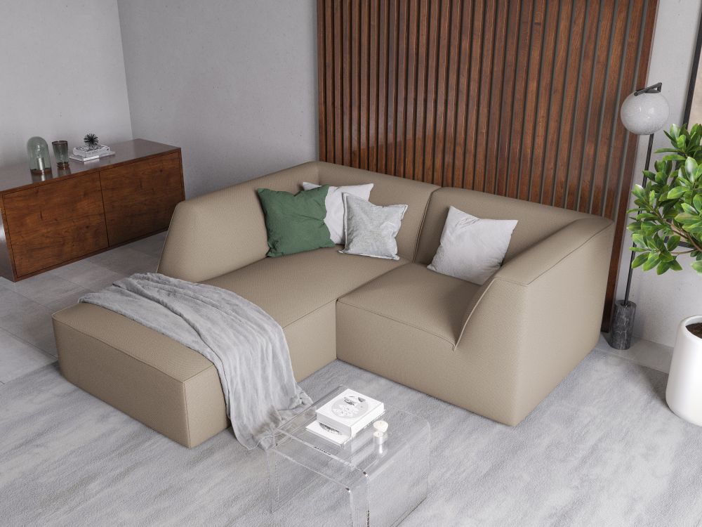 Cosmopolitan Design Ecksofa Siena 3-Sitzer Strukturierter Stoff Ottawa Dunkelbeige Links