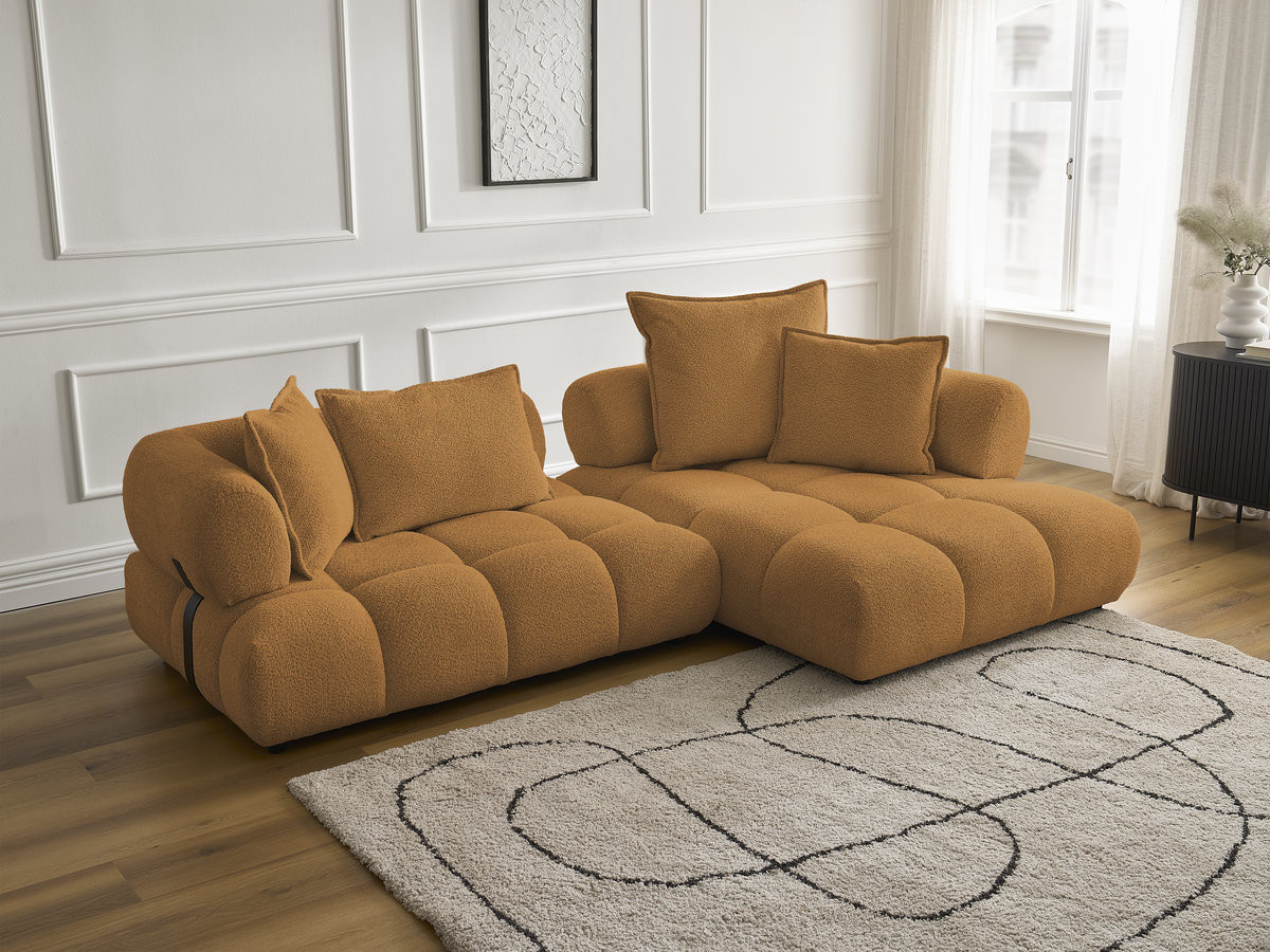 Bobochic Alya Ecksofa Bouclé-Stoff Gelb Ecke rechts