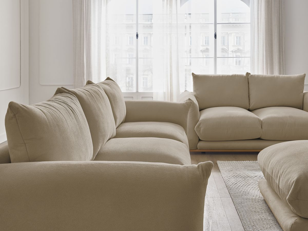 Bobochic Ernest Sofa 6-Sitzer mit Pouf Stoff Taupe