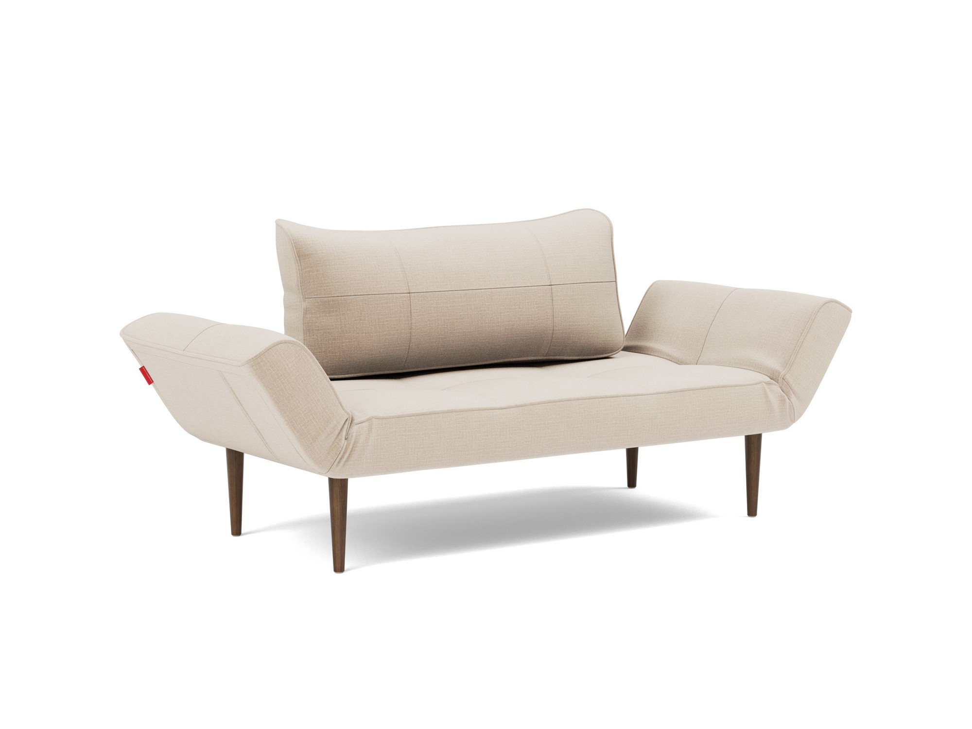 Tagesbett Zeal Chenille Esina 410-Almond-Beige Beine Styletto Eiche dunkel
