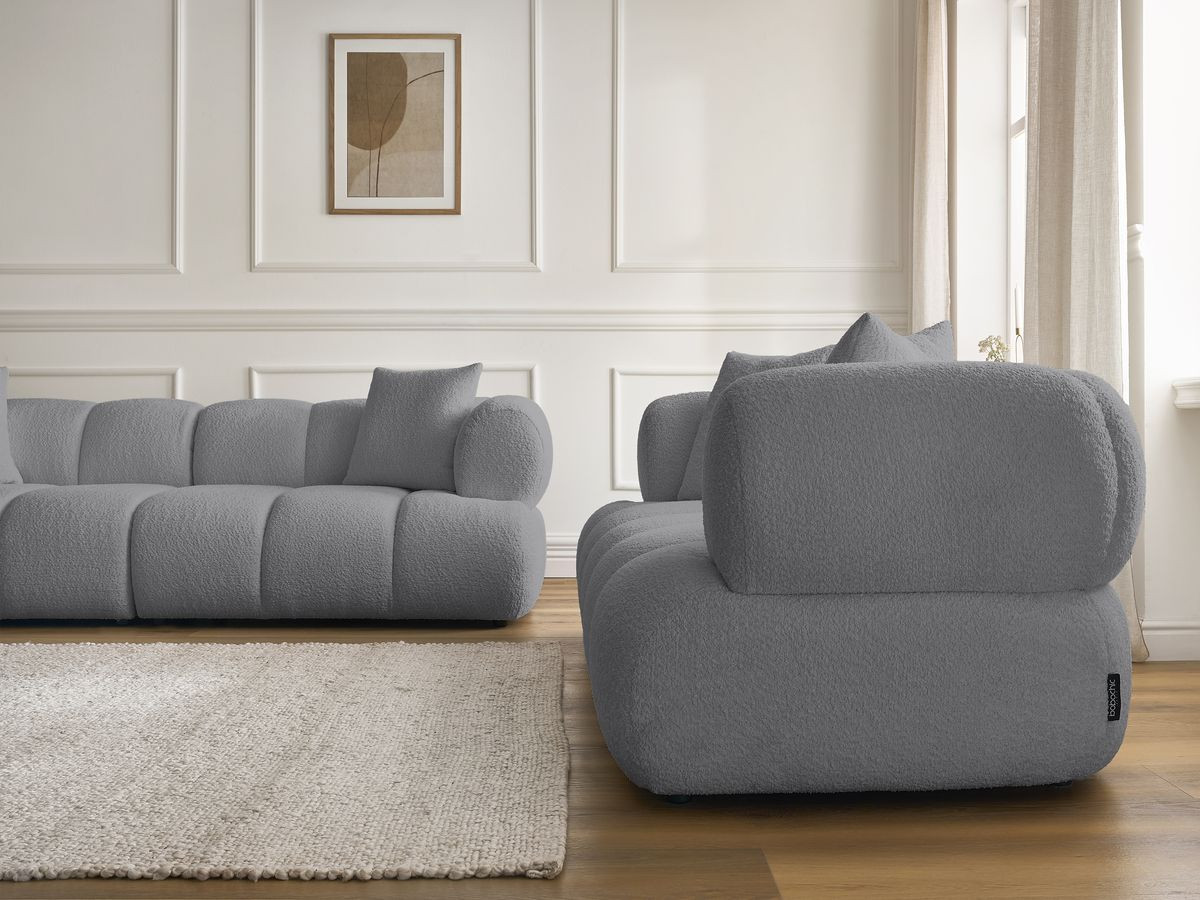Bobochic Pamira Sofa 5-Sitzer Bouclé-Stoff Dunkelgrau