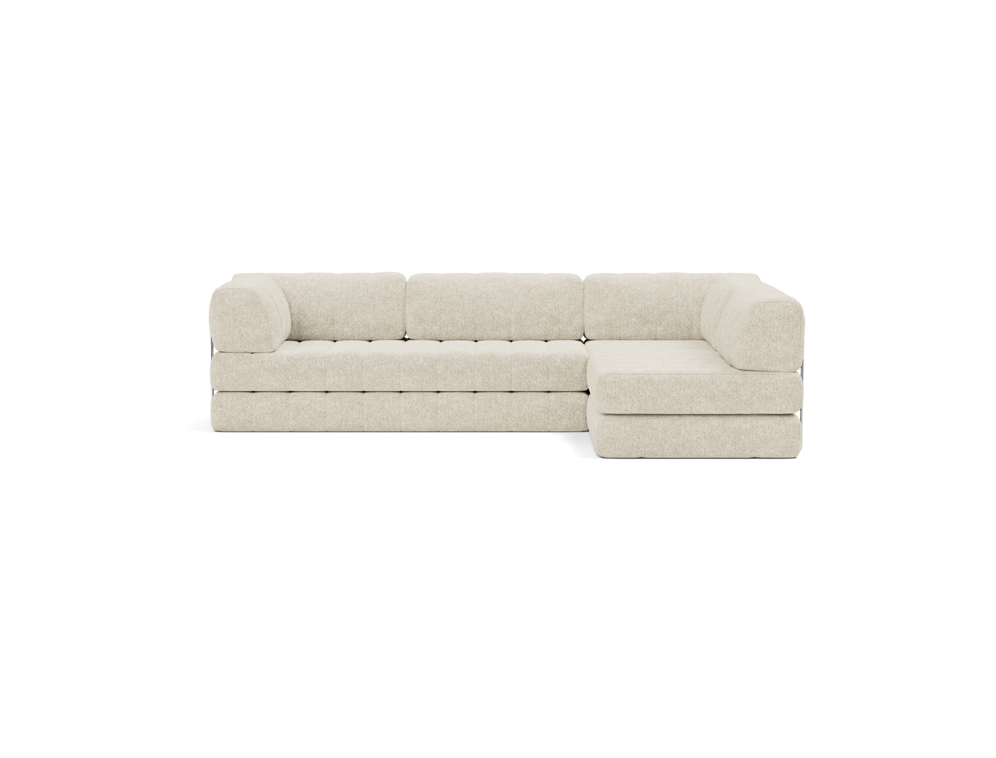Eck-Schlafsofa CozyPad L-Form mit Armlehne Strukturierter Stoff Taura 357-Off-White