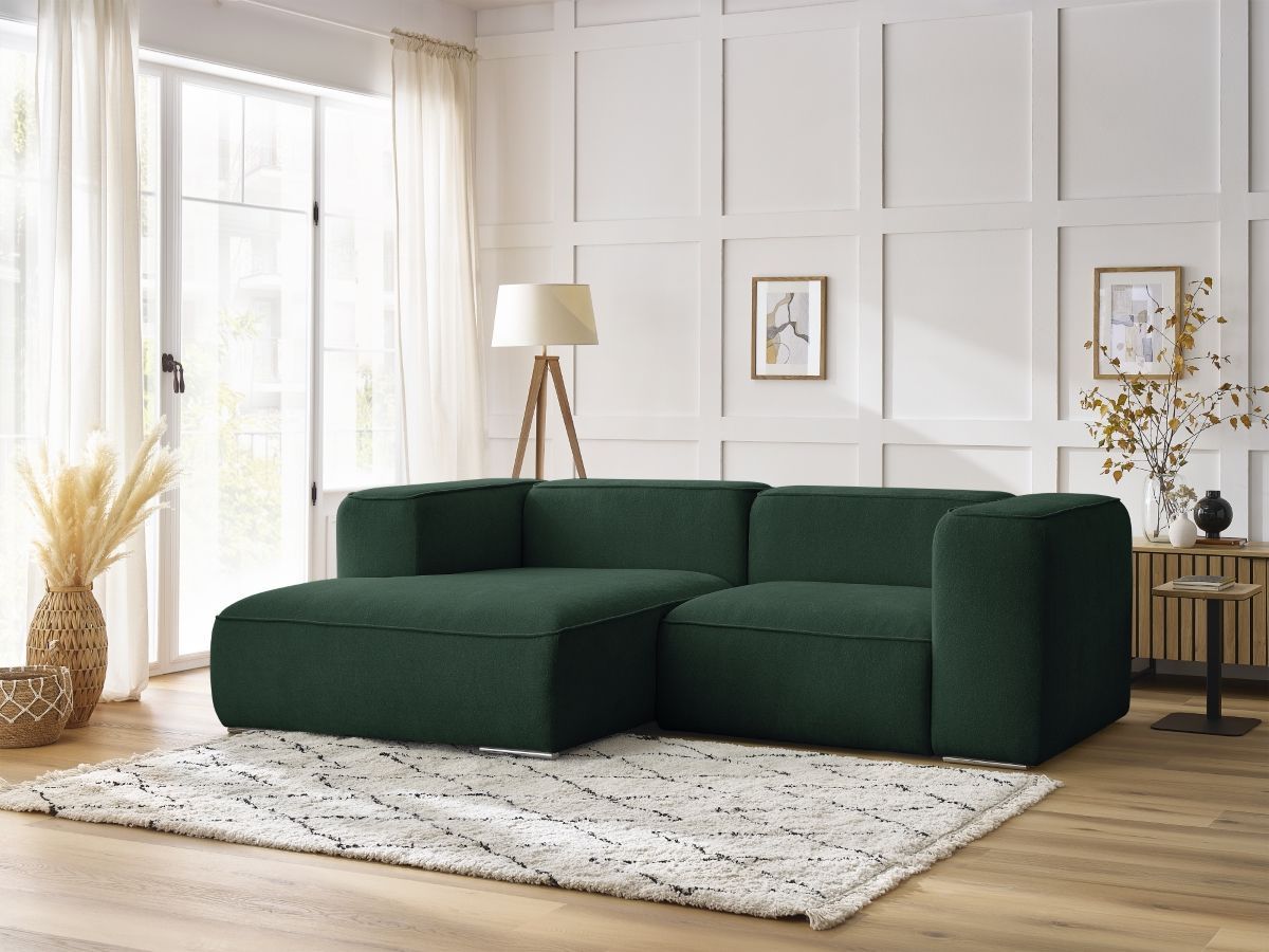 Bobochic Zephyr Ecksofa 260 × 165 cm Strukturstoff Grün Ecke links