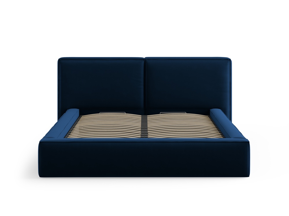 Cosmopolitan Design Stauraumbett mit doppeltem Kopfteil Arendal 140x200 Samt Bluvel Königsblau