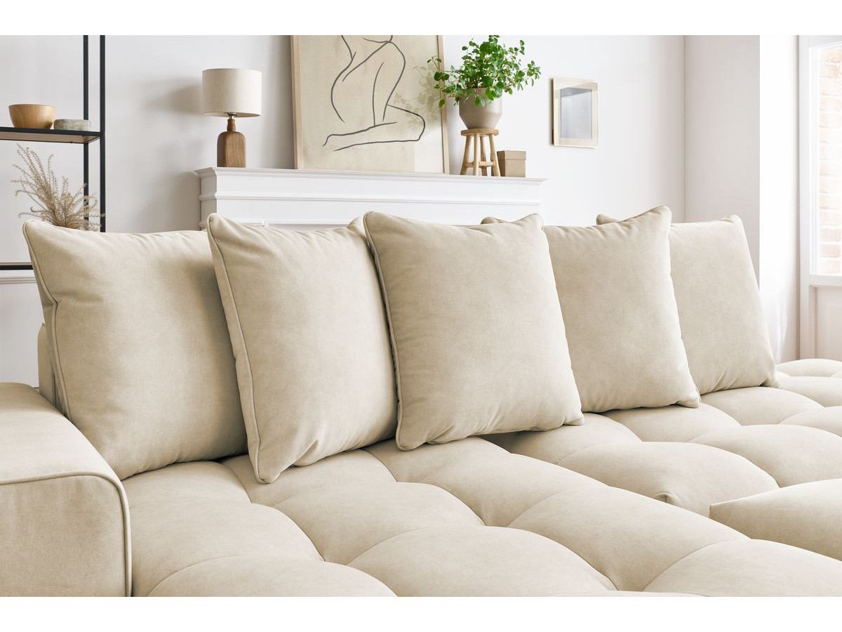 Bobochic Mont-blanc Ecksofa mit Pouf Samt Beige Ecke links