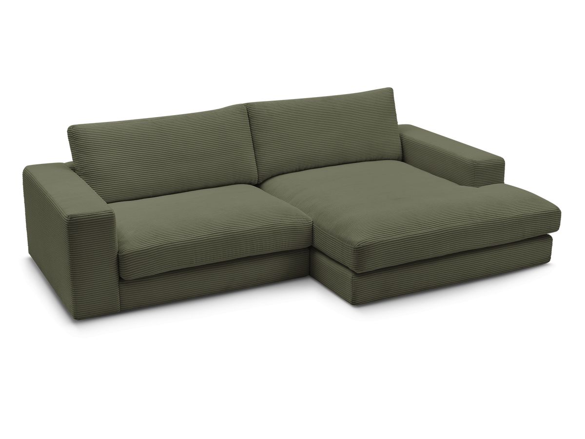 Bobochic Leonard Ecksofa 274 × 159 cm Cordsamt Hellgrün Ecke rechts