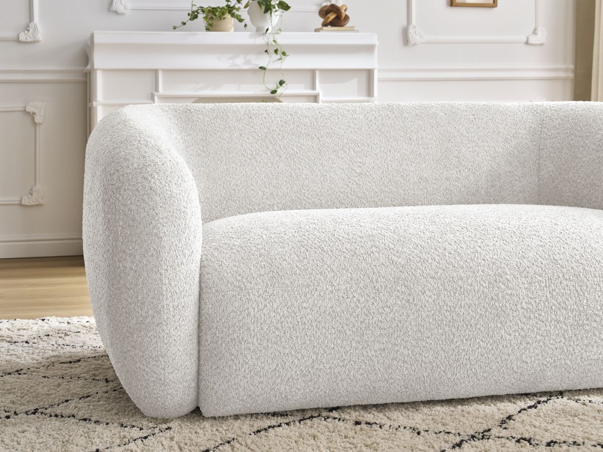Bobochic Celine Sofa 2-Sitzer Bouclé-Stoff Weiß